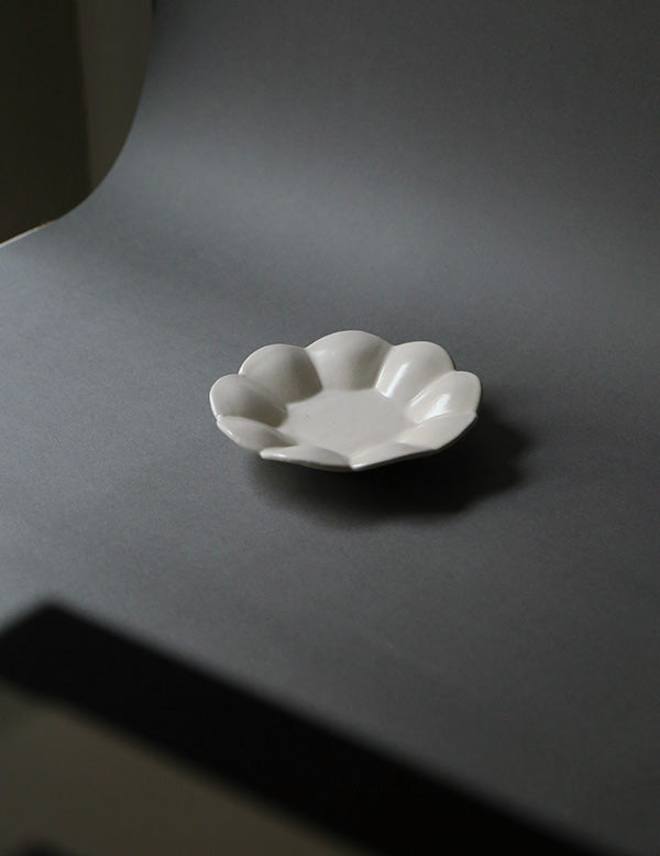 White Glazed Small Floral Dish