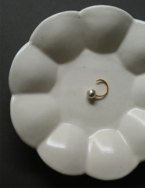 White Glazed Small Floral Dish