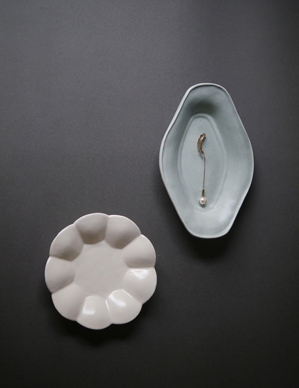 White Glazed Small Floral Dish