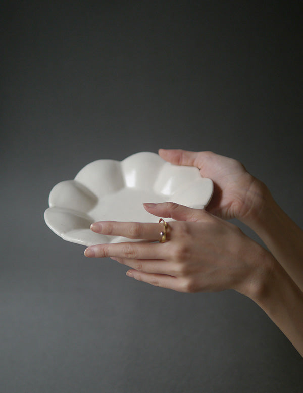 White Glazed Small Floral Dish