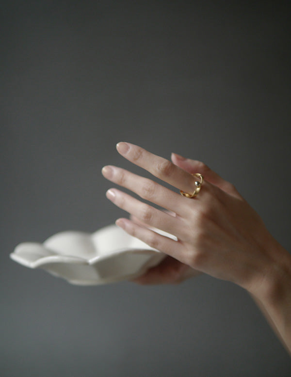 White Glazed Small Floral Dish