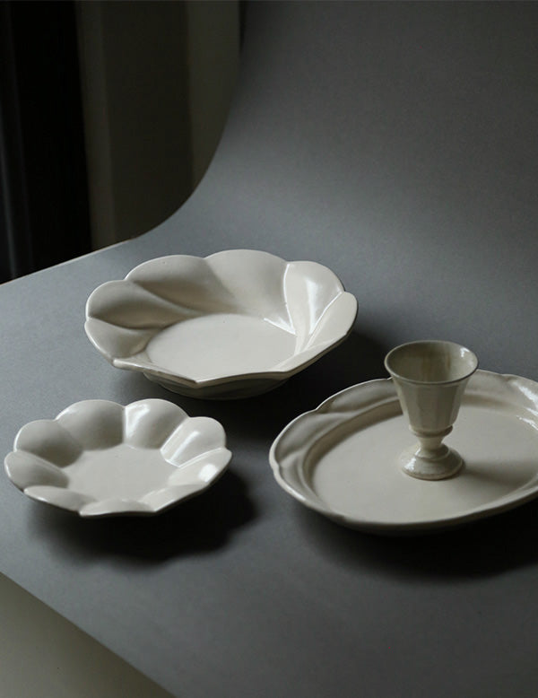 White Glazed Oval Dish