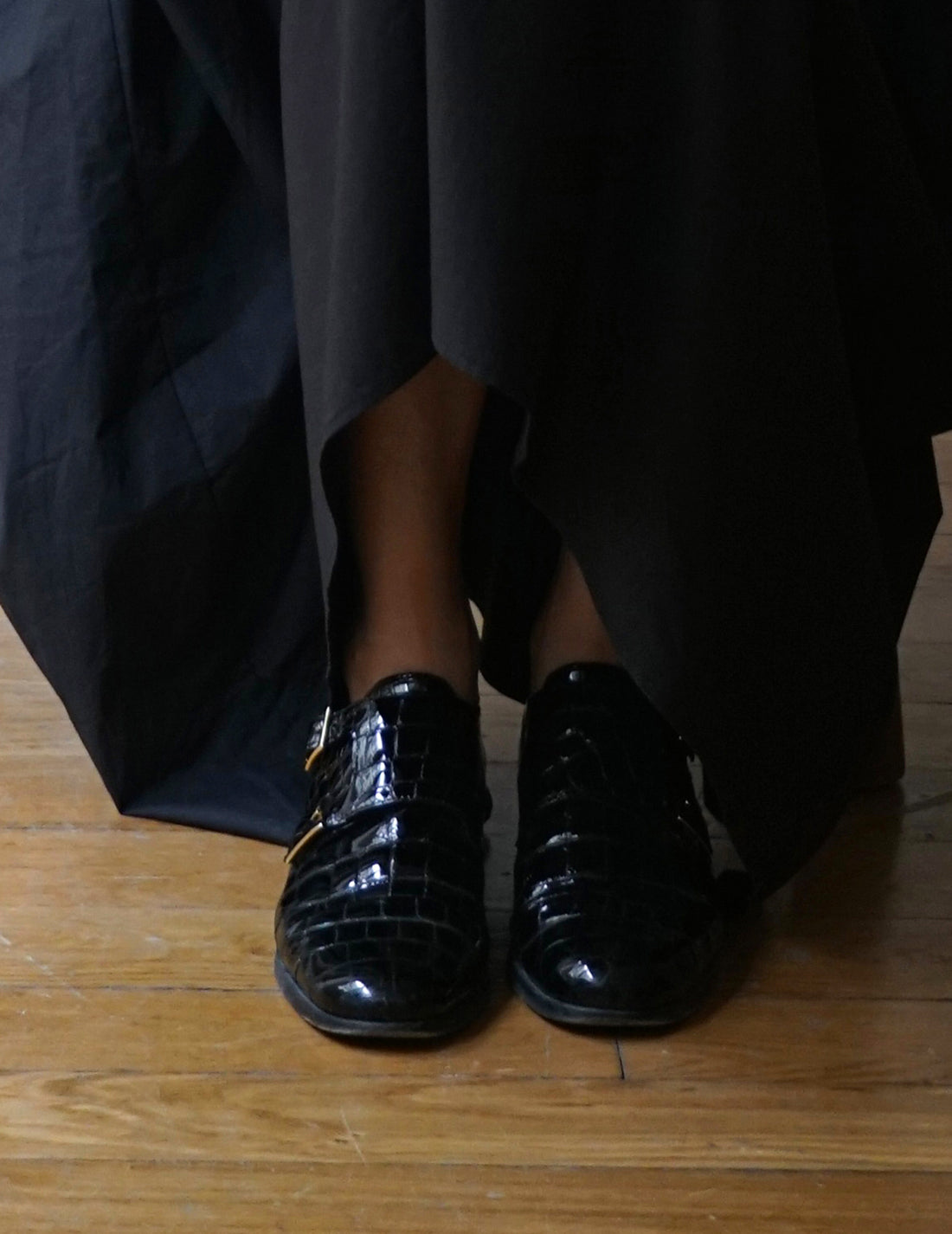 Mr. Thomas漆皮雙扣皮鞋・黑