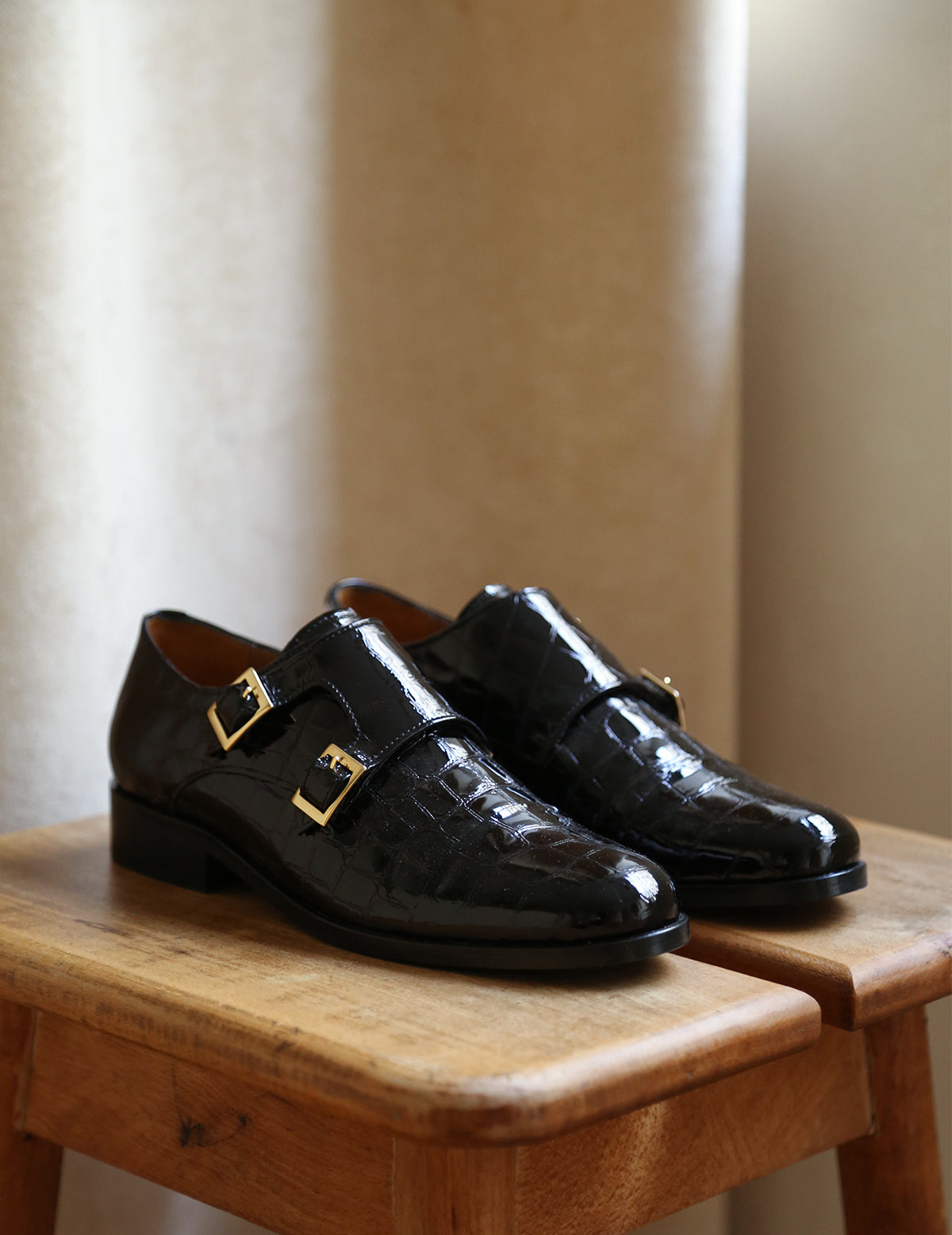 Mr. Thomas漆皮雙扣皮鞋・黑