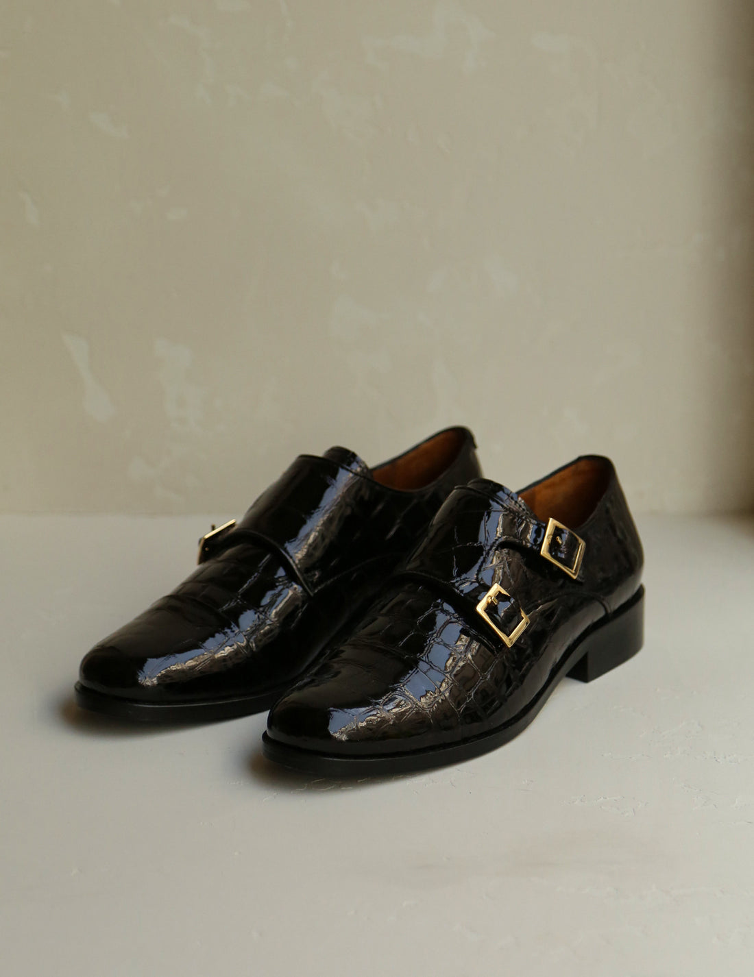 Mr. Thomas漆皮雙扣皮鞋・黑