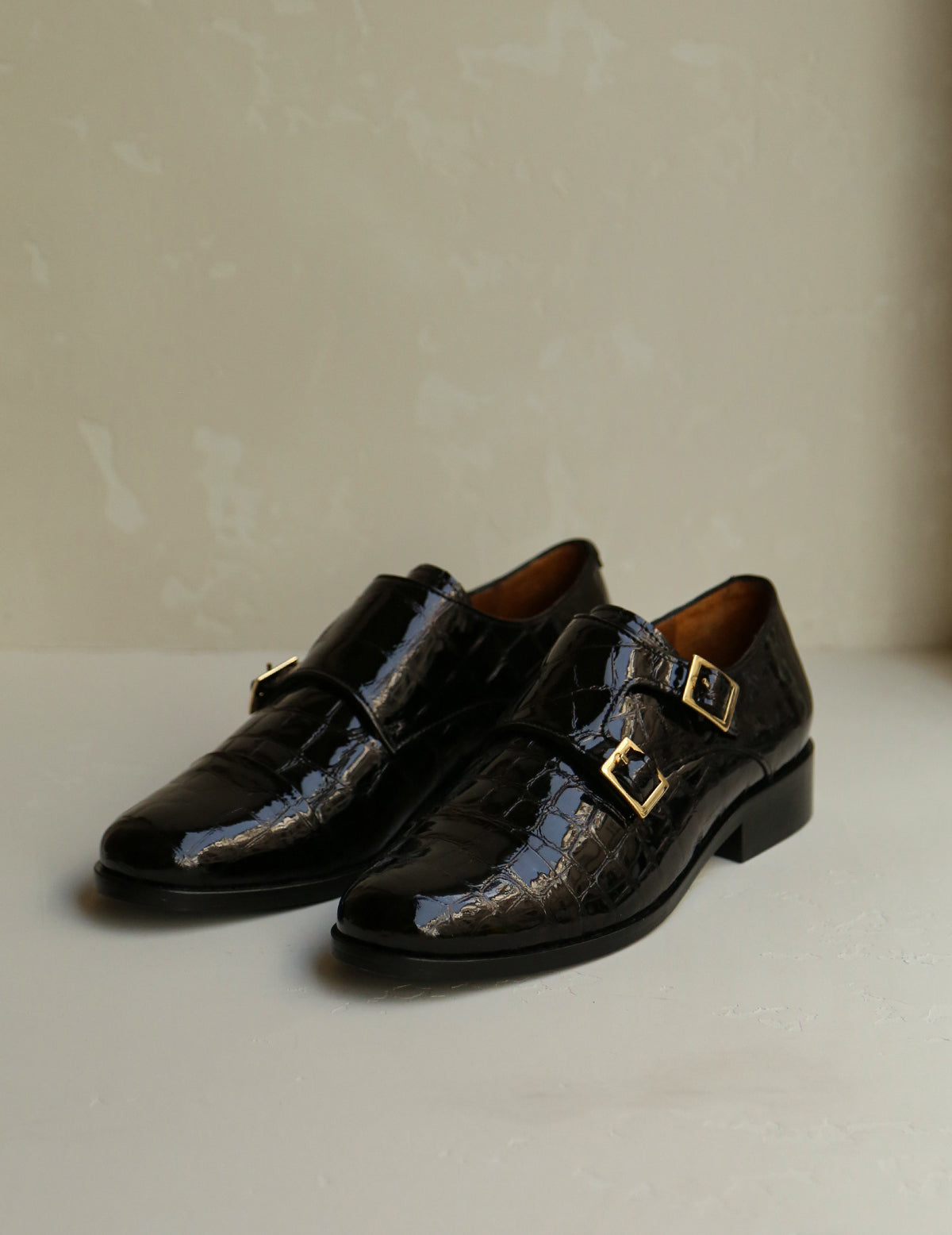 Mr. Thomas漆皮雙扣皮鞋・黑