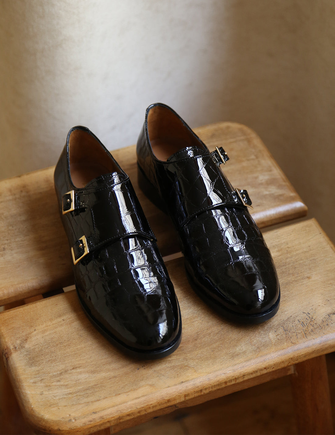 Mr. Thomas漆皮雙扣皮鞋・黑