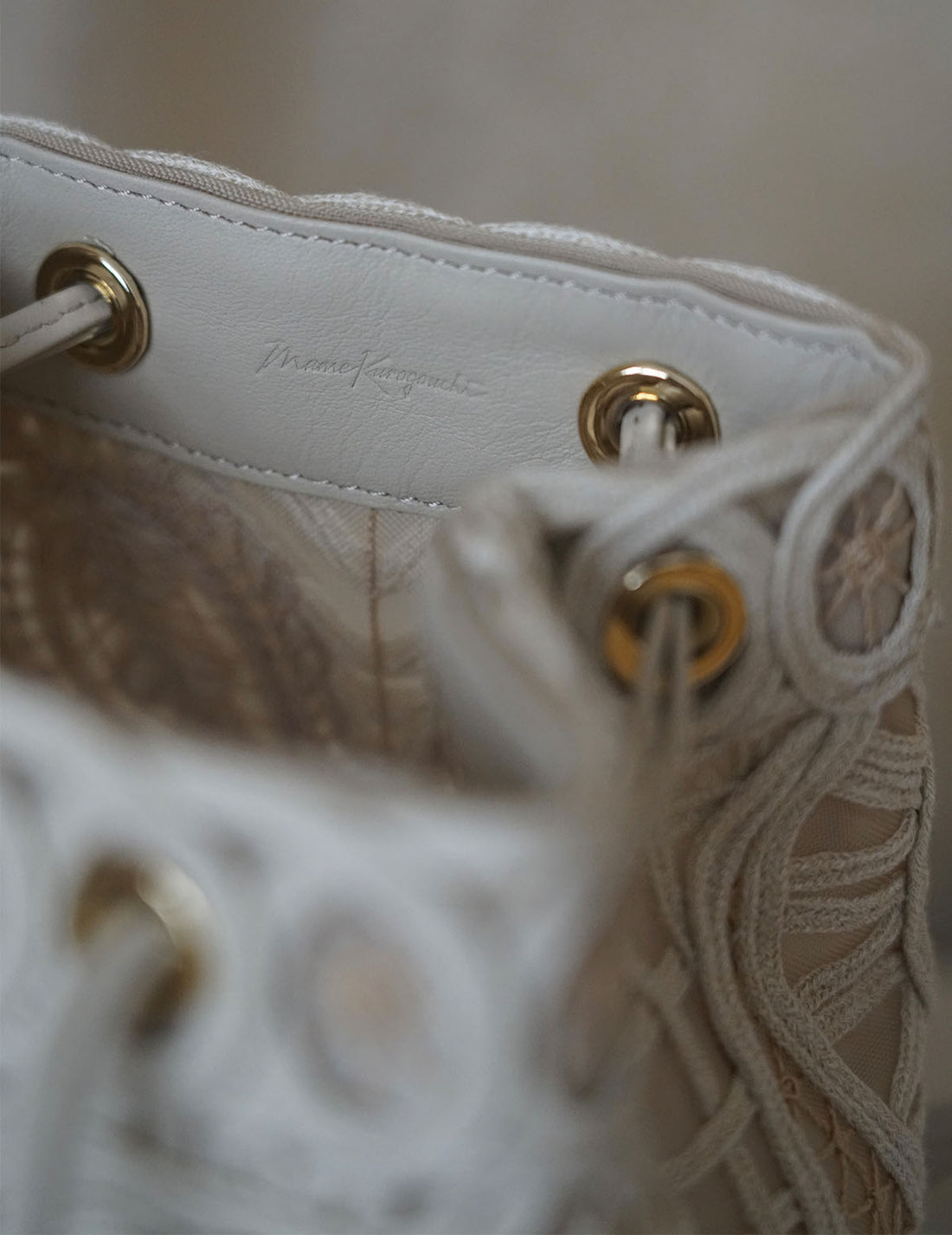 Cording Embroidery Bucket Bag・Beige