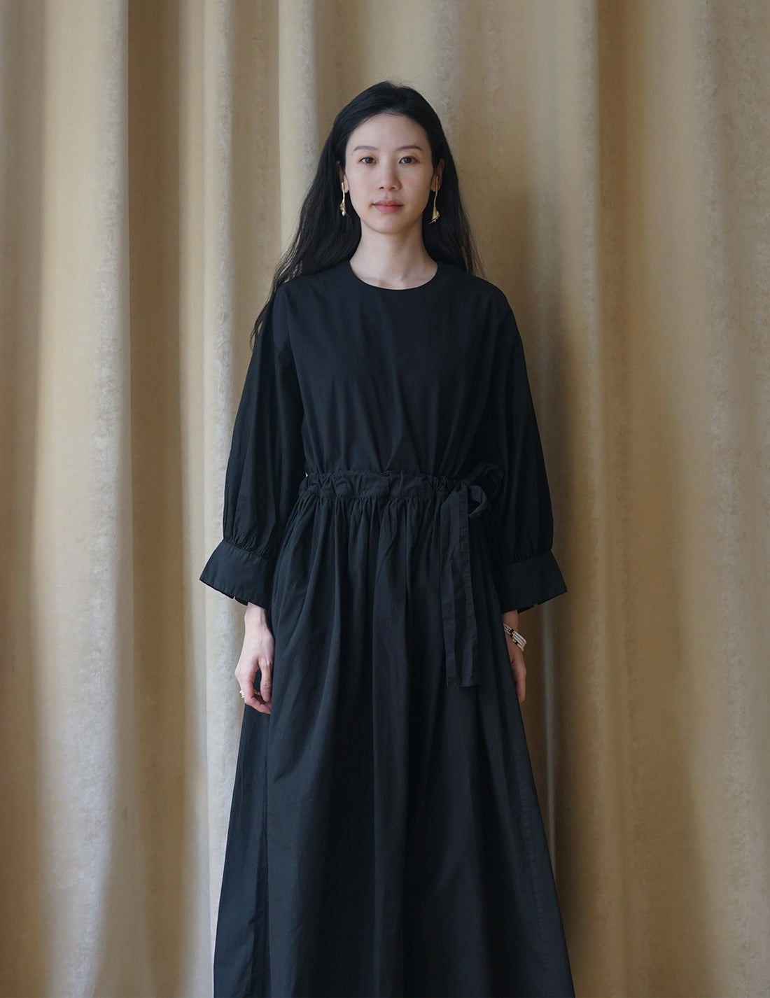 Organic cotton farmer dress・ Black