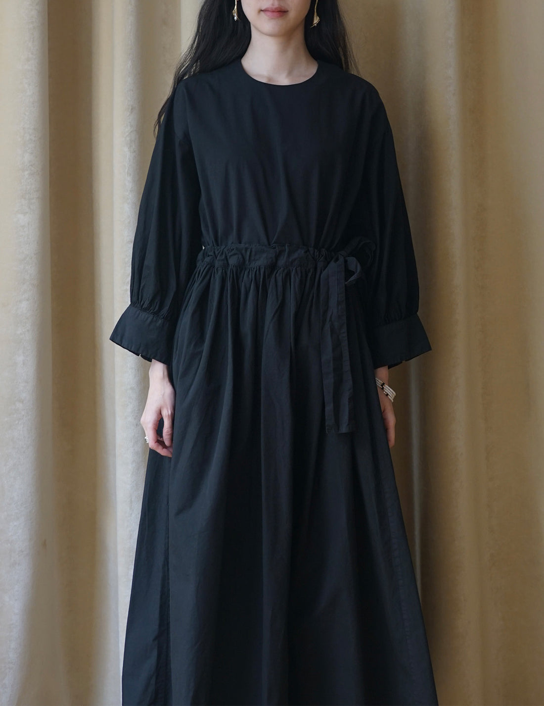 Organic cotton farmer dress・ Black