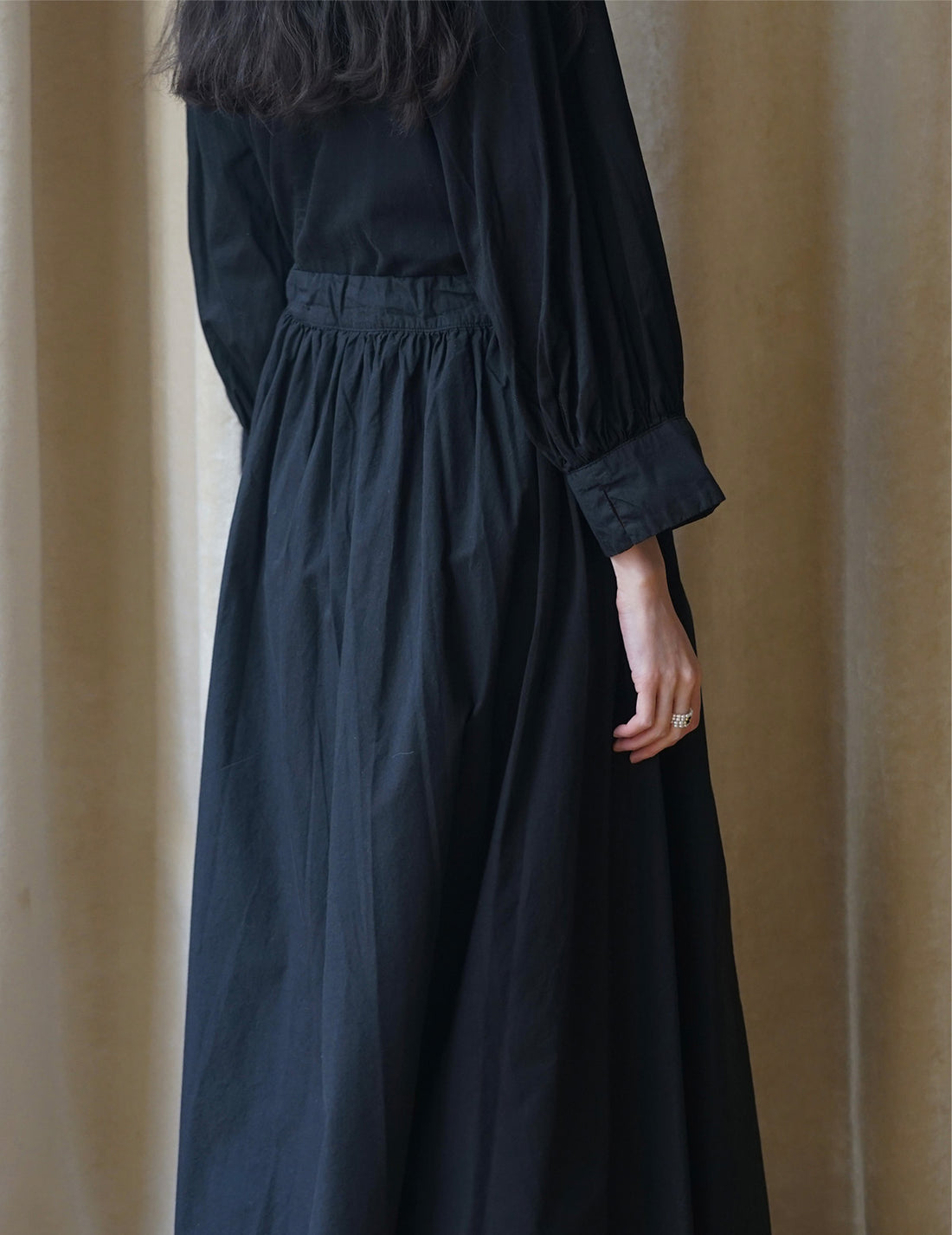 Organic cotton farmer dress・ Black