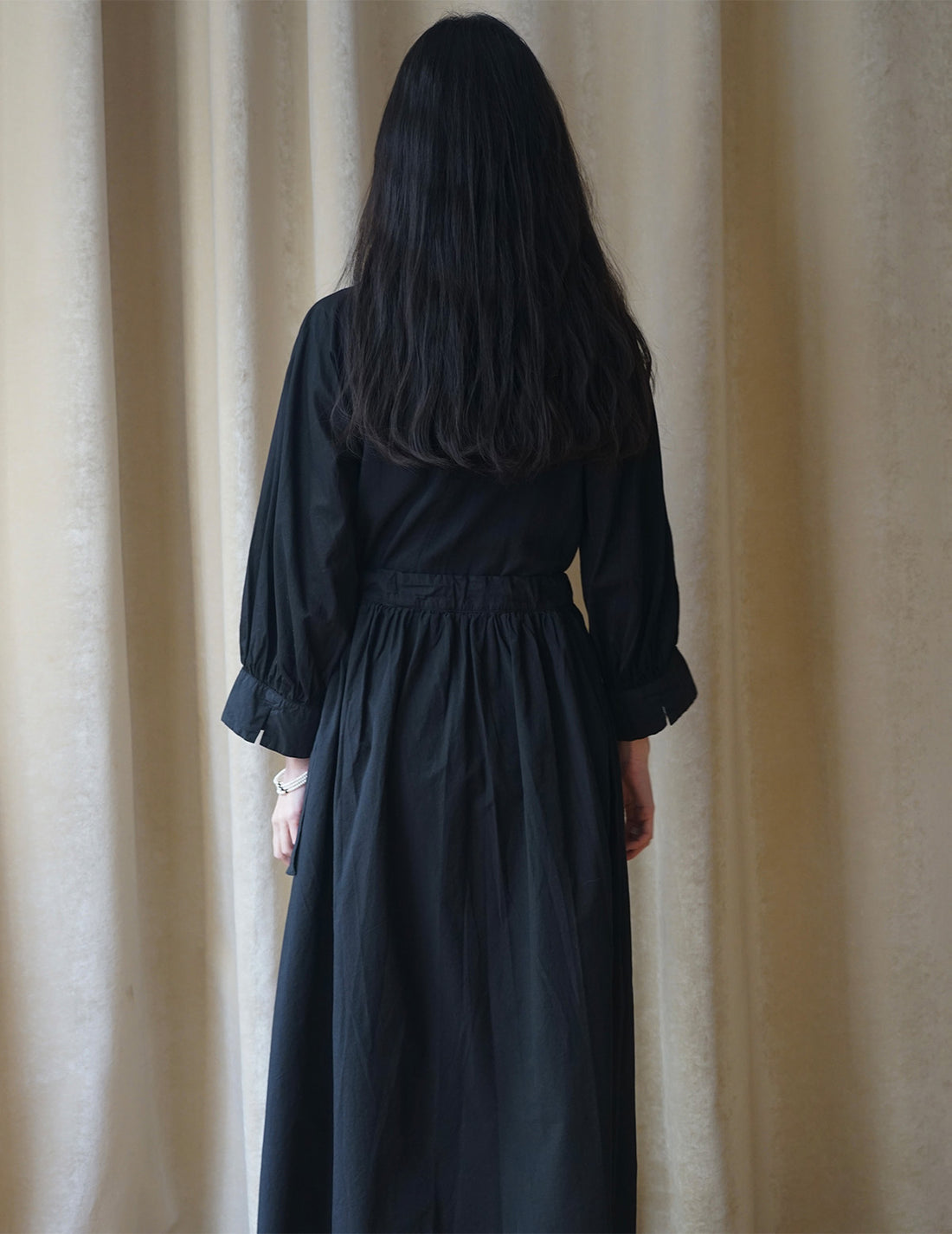 Organic cotton farmer dress・ Black