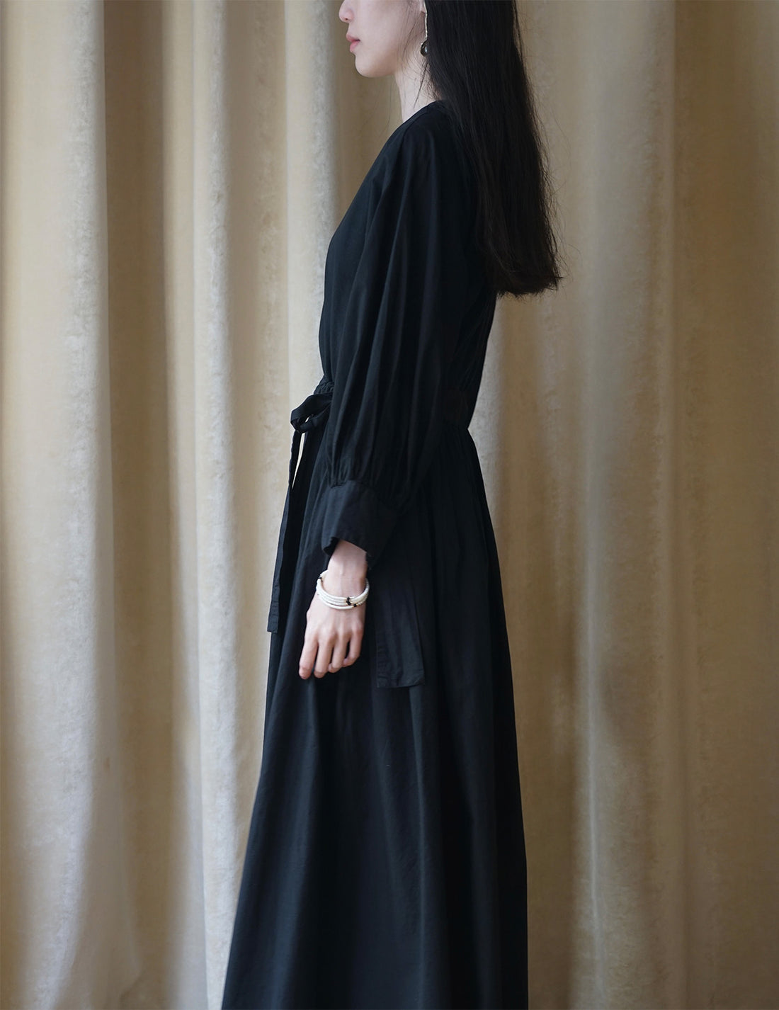 Organic cotton farmer dress・ Black