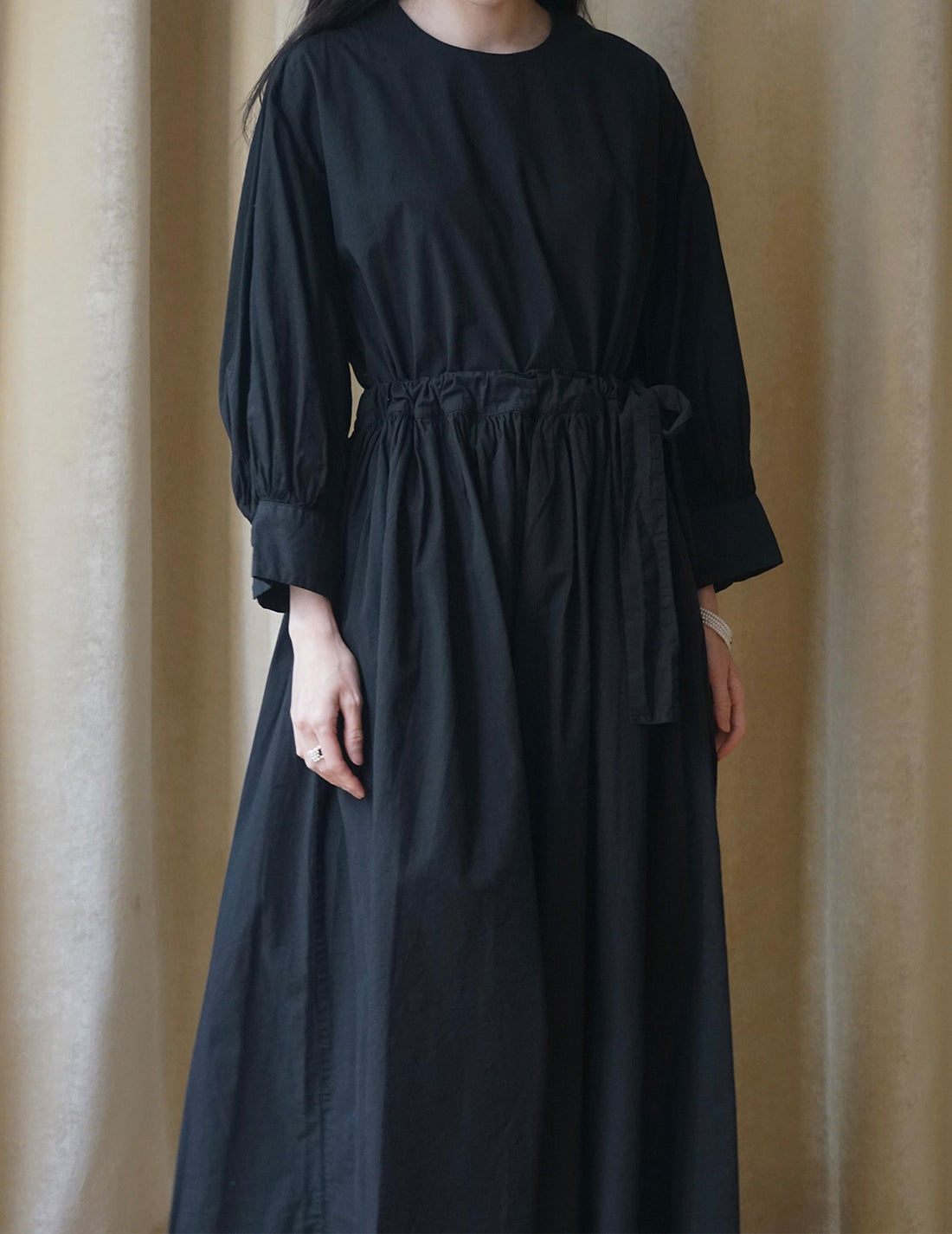 Organic cotton farmer dress・ Black