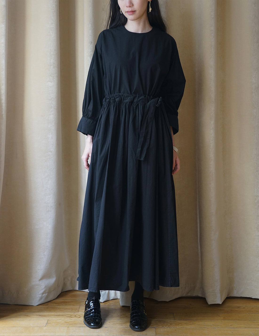 Organic cotton farmer dress・ Black
