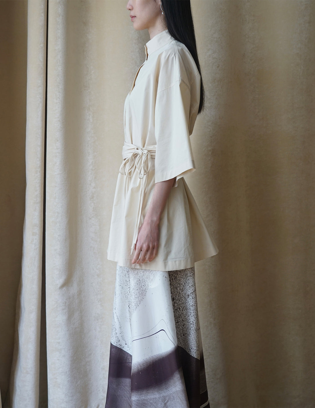 Fringed Belt Trench Blouse