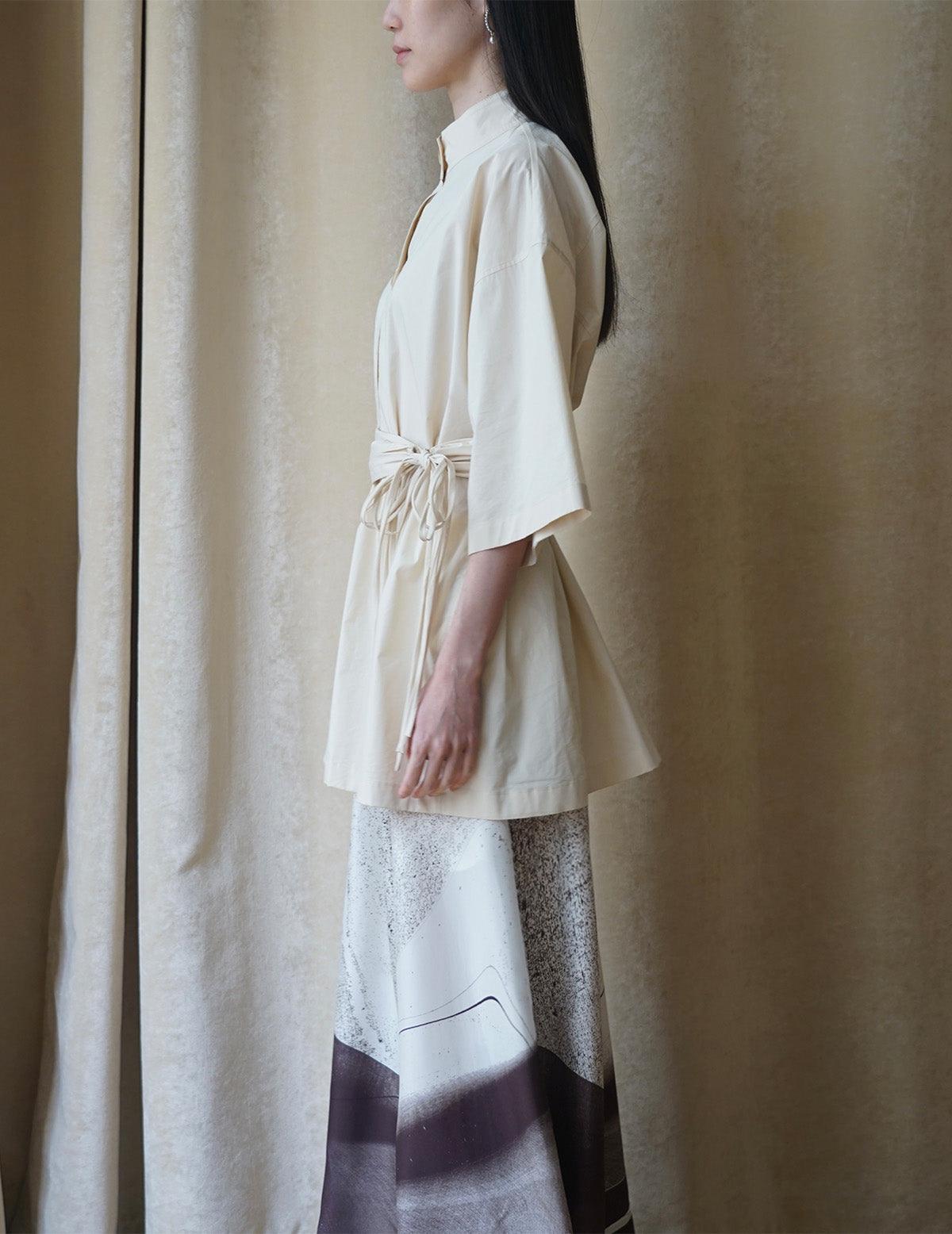 Fringed Belt Trench Blouse