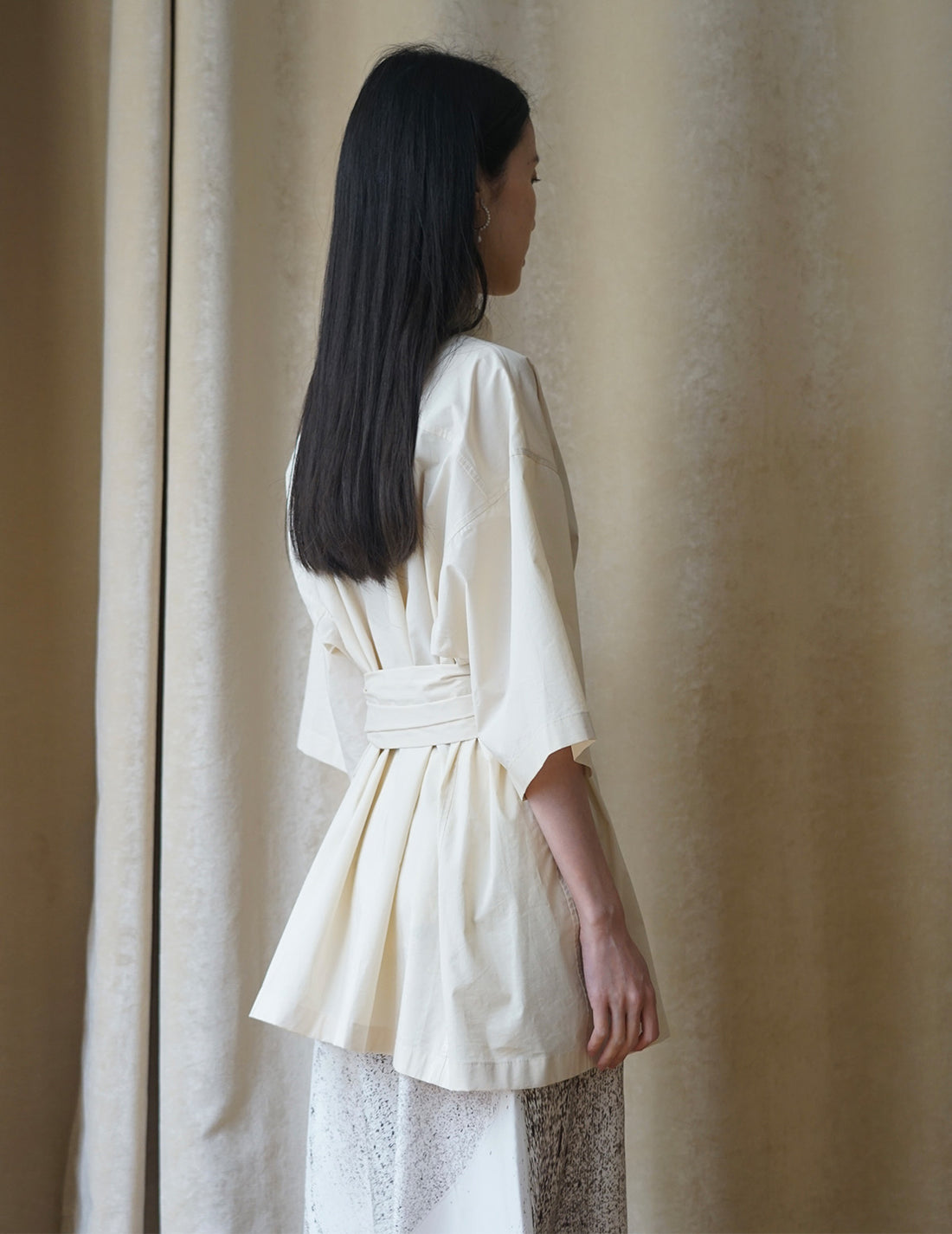 Fringed Belt Trench Blouse