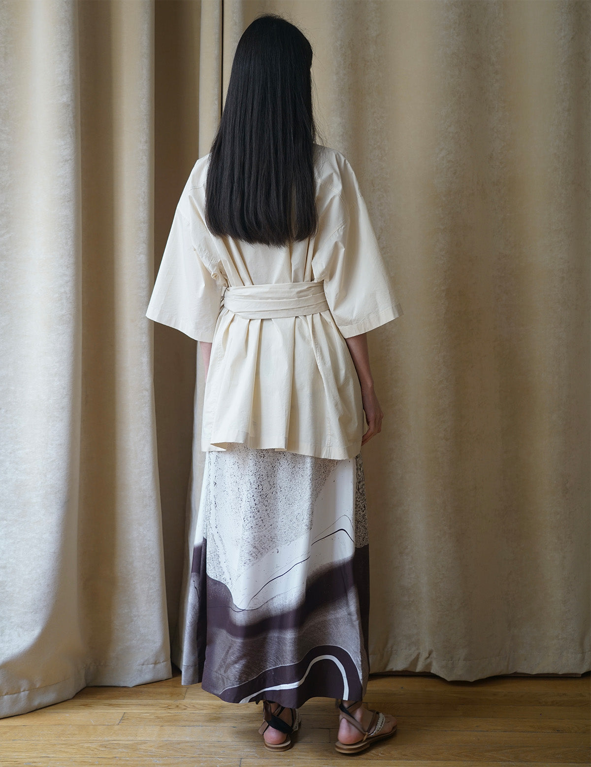 Fringed Belt Trench Blouse