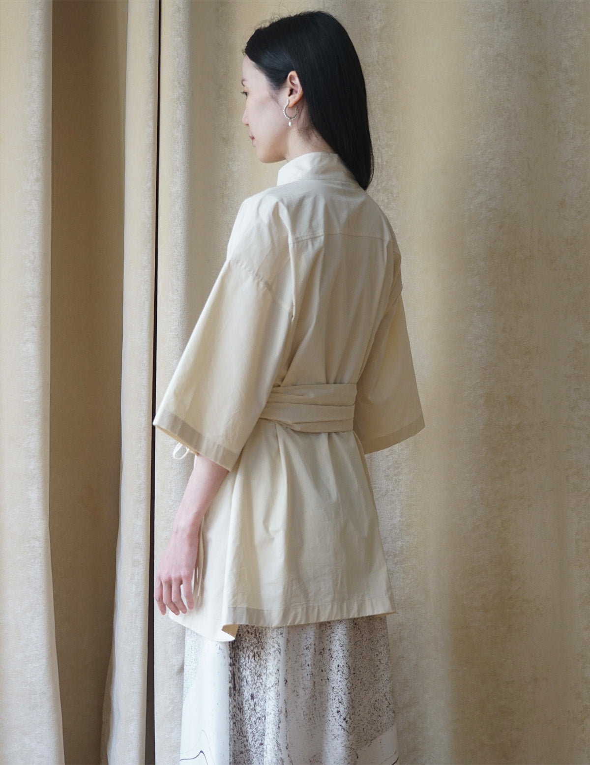 Fringed Belt Trench Blouse