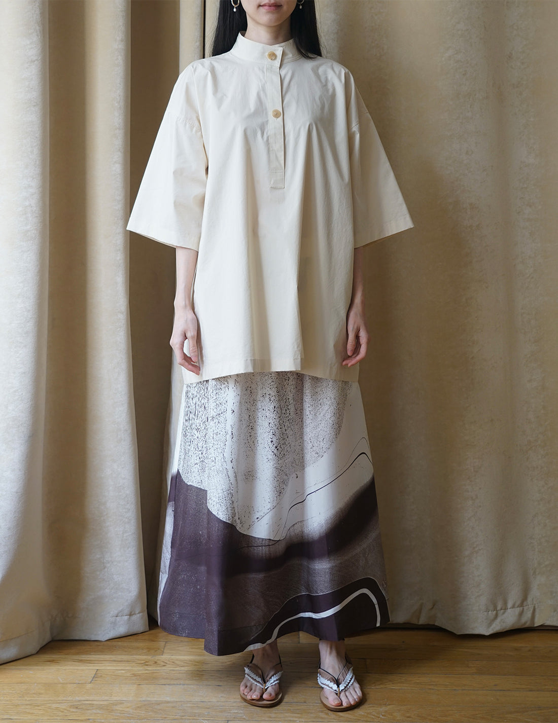 Fringed Belt Trench Blouse