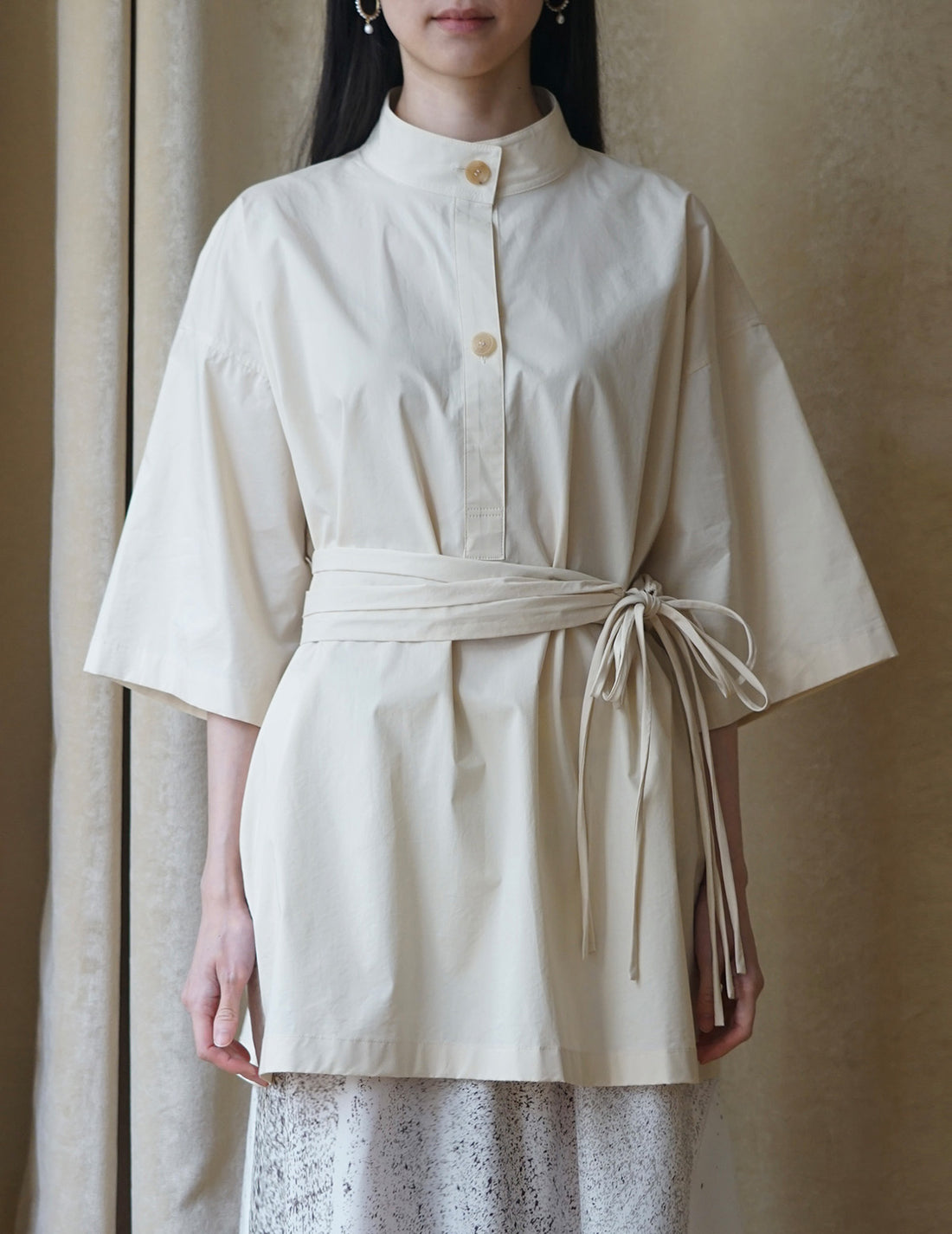 Fringed Belt Trench Blouse