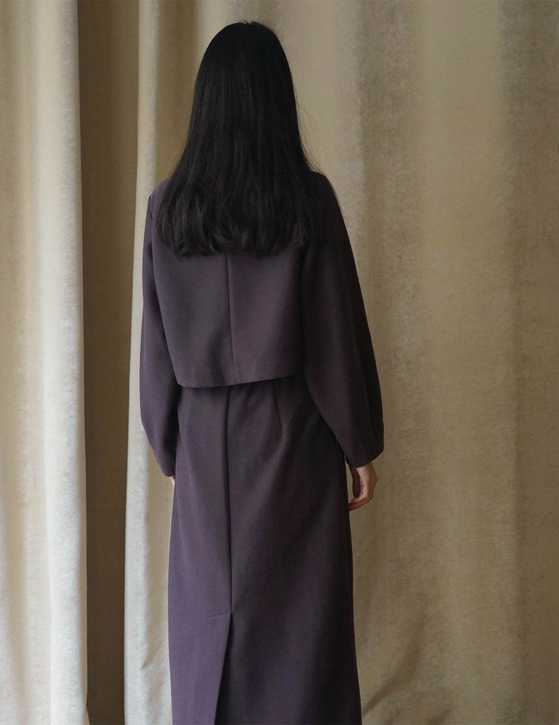 Volume Sleeve Cropped Top・Brown