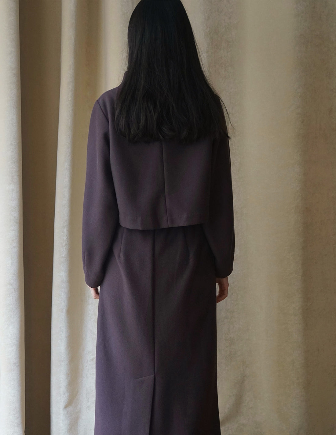 Volume Sleeve Cropped Top・Brown