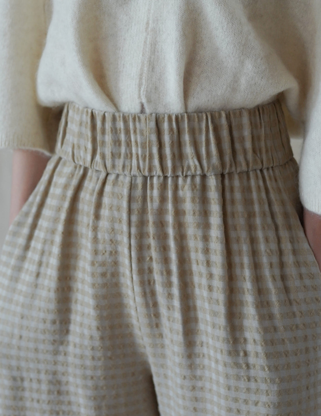 Nuna Wool Viscose Jacquard Pants・Beige Checks