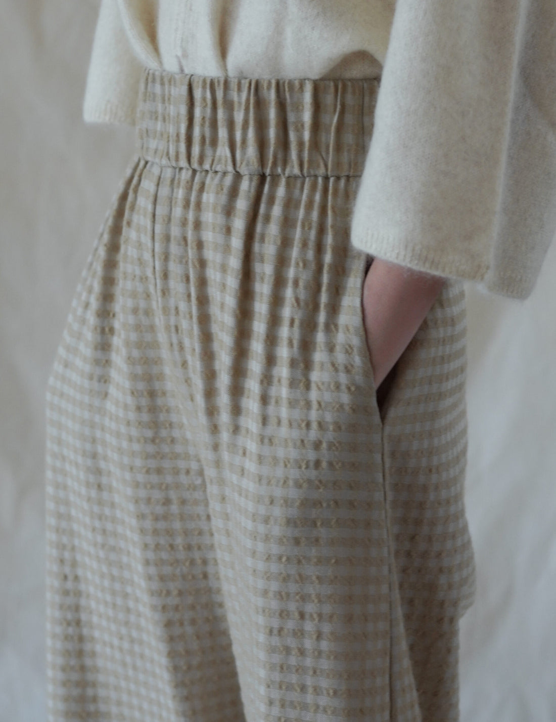 Nuna Wool Viscose Jacquard Pants・Beige Checks