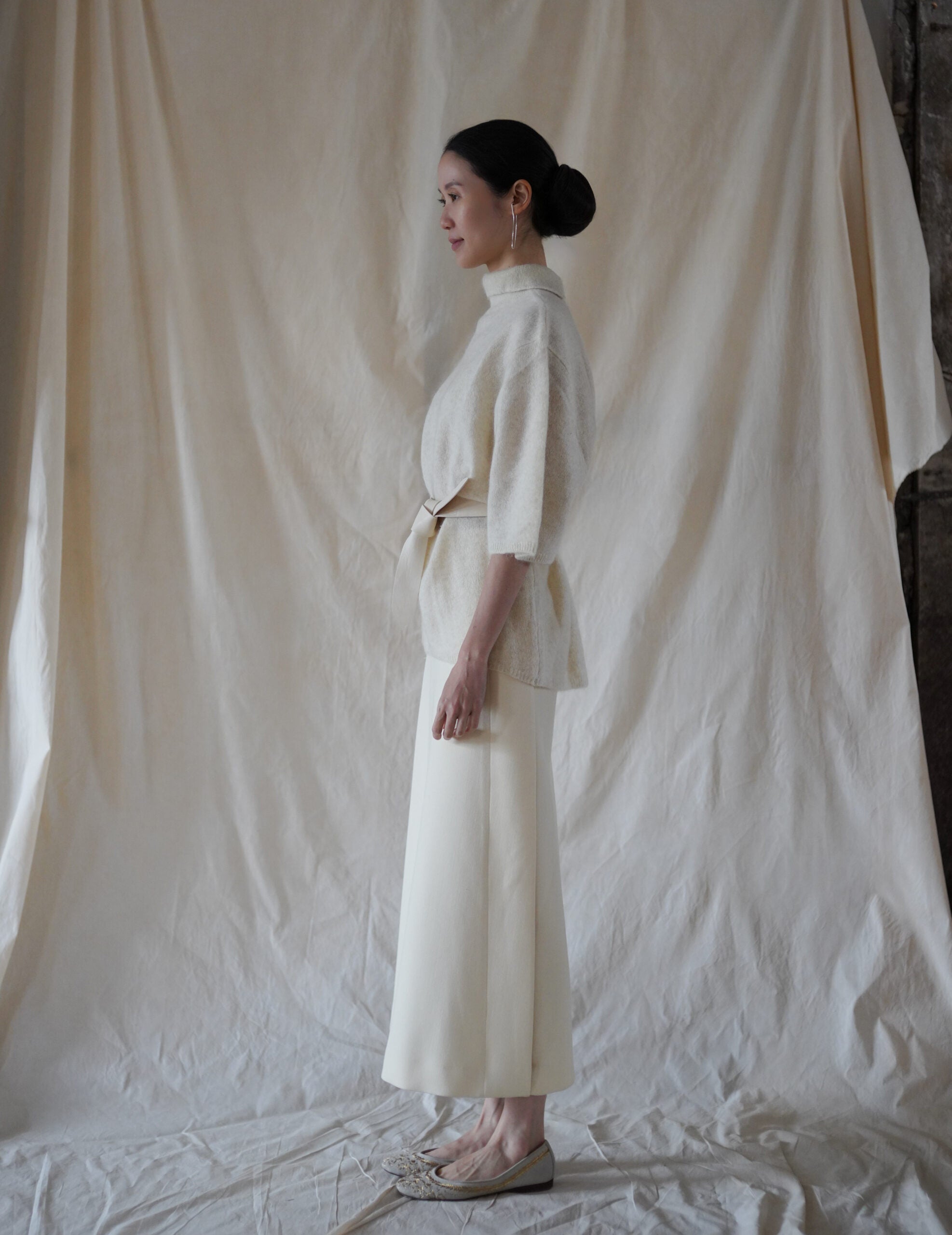 Jin 4 寬版羊皮腰帶・白色