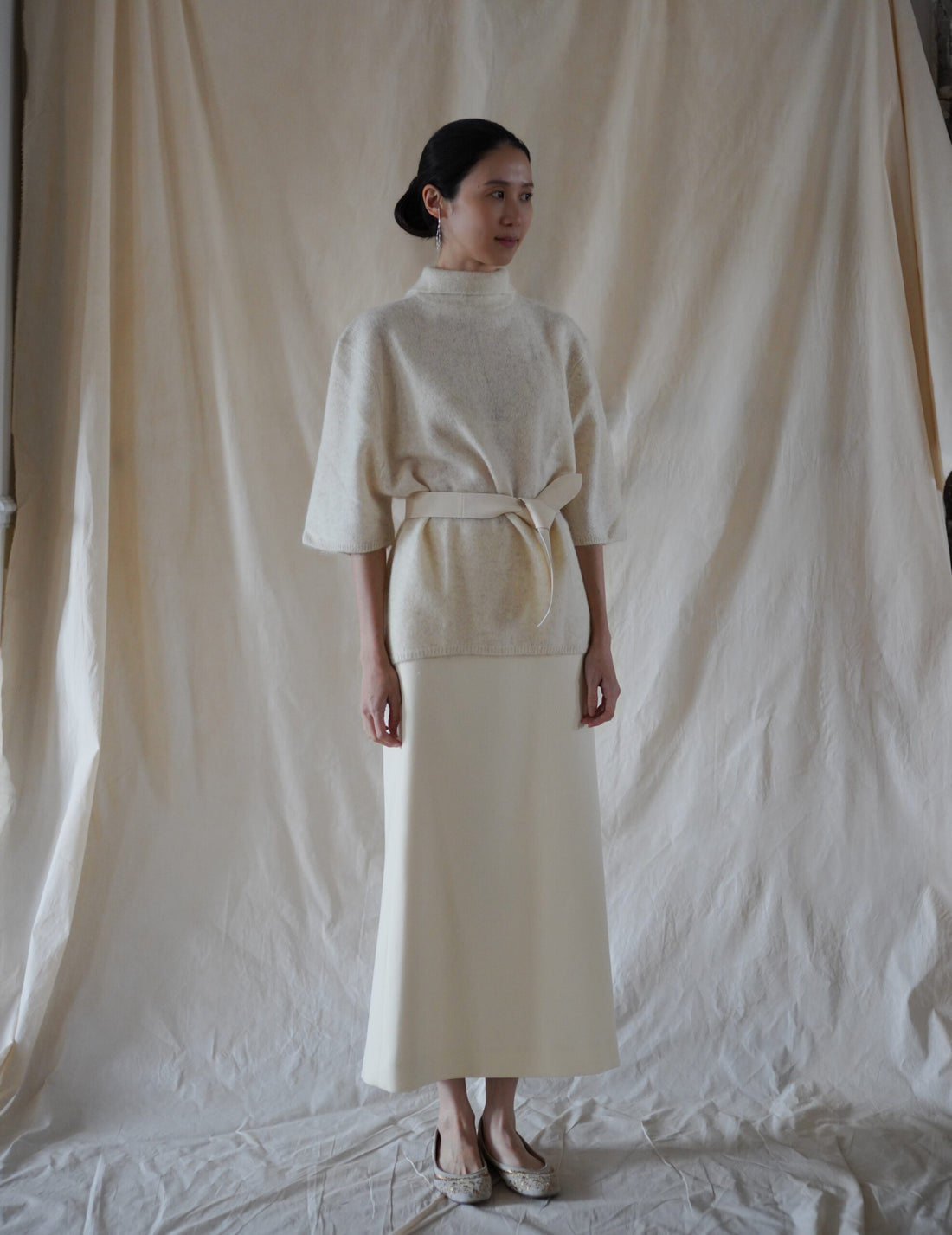 Jin 4 Wide Lambskin Belt・White