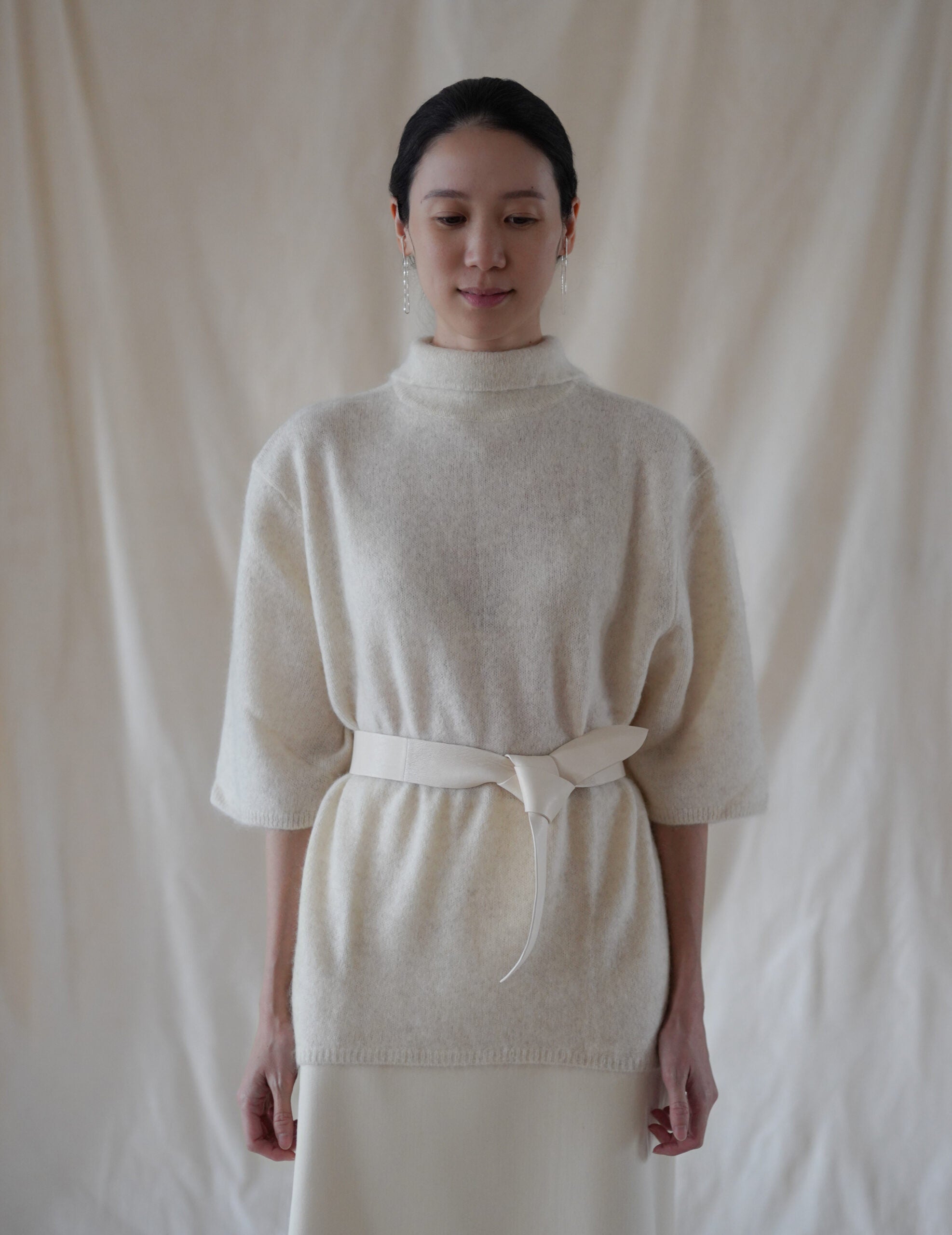 Jin 4 寬版羊皮腰帶・白色