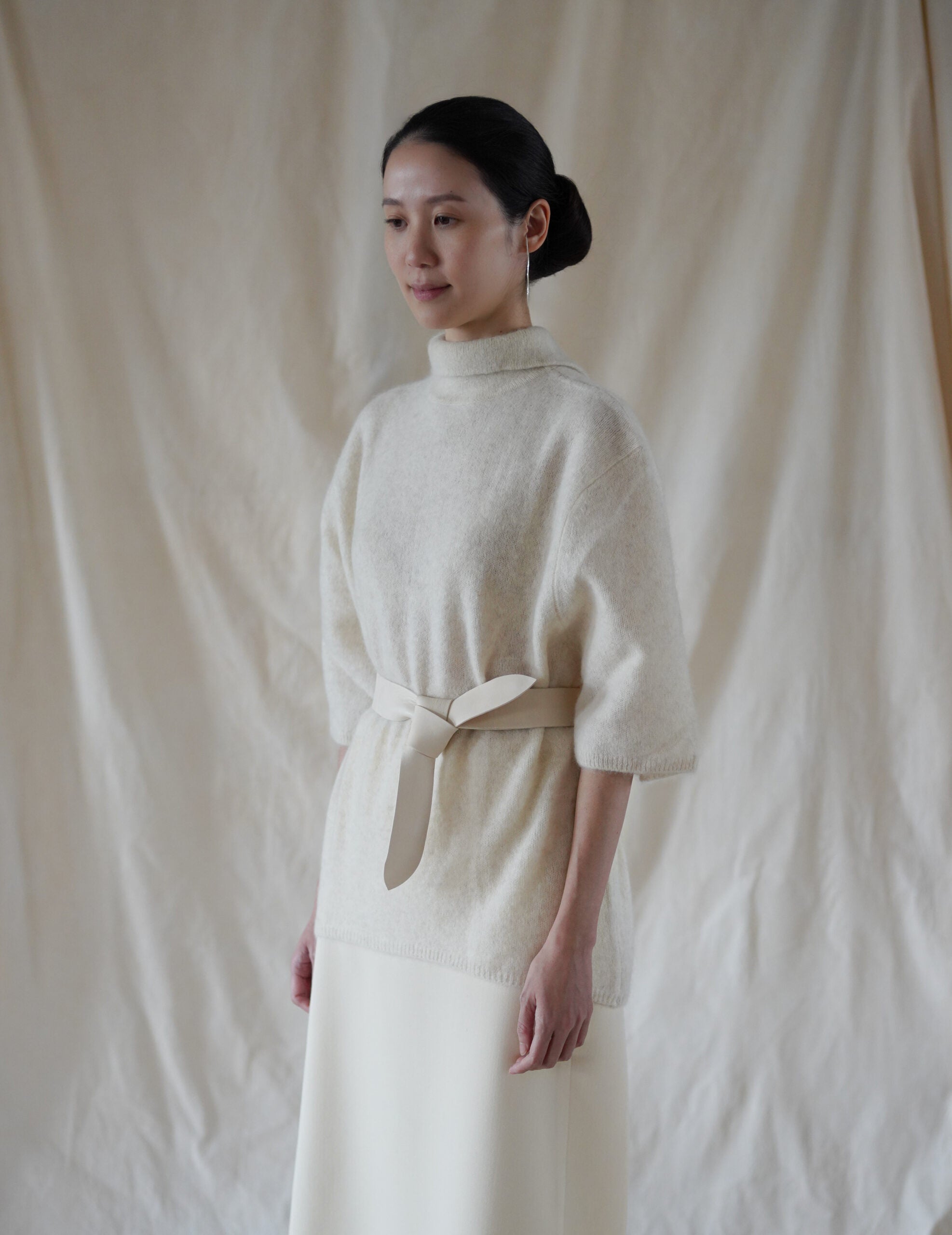 Jin 4 寬版羊皮腰帶・白色