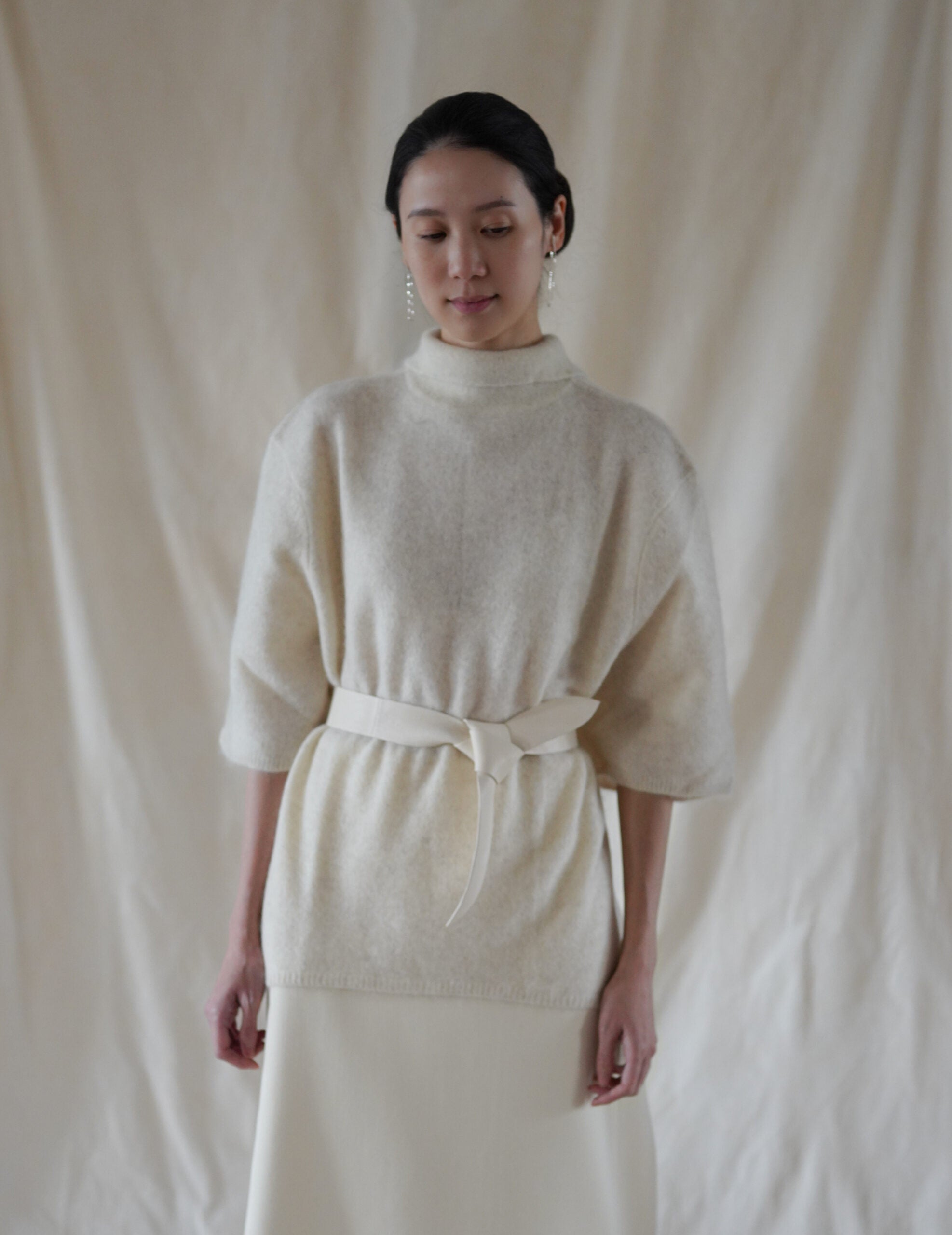 Jin 4 寬版羊皮腰帶・白色