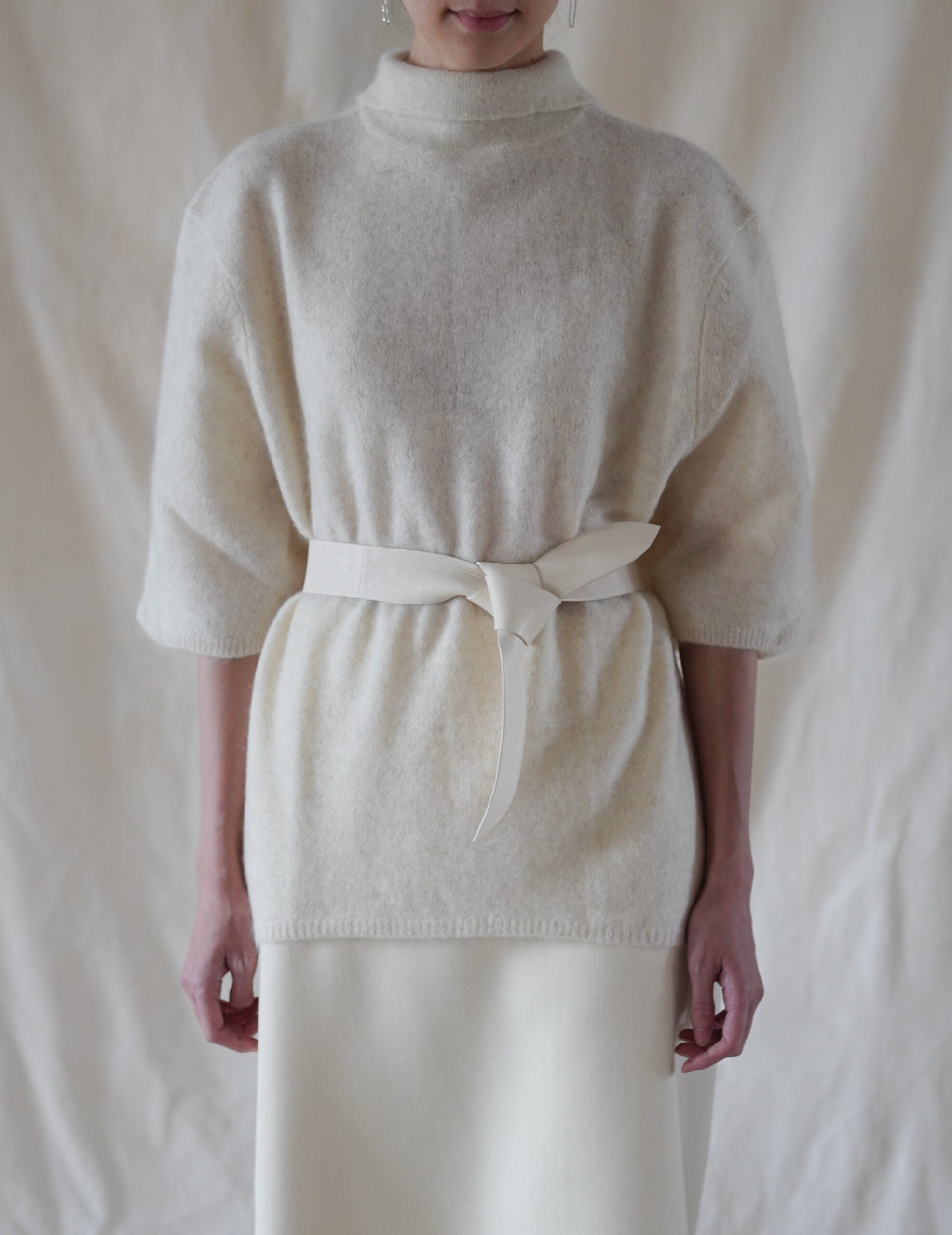 Jin 4 寬版羊皮腰帶・白色