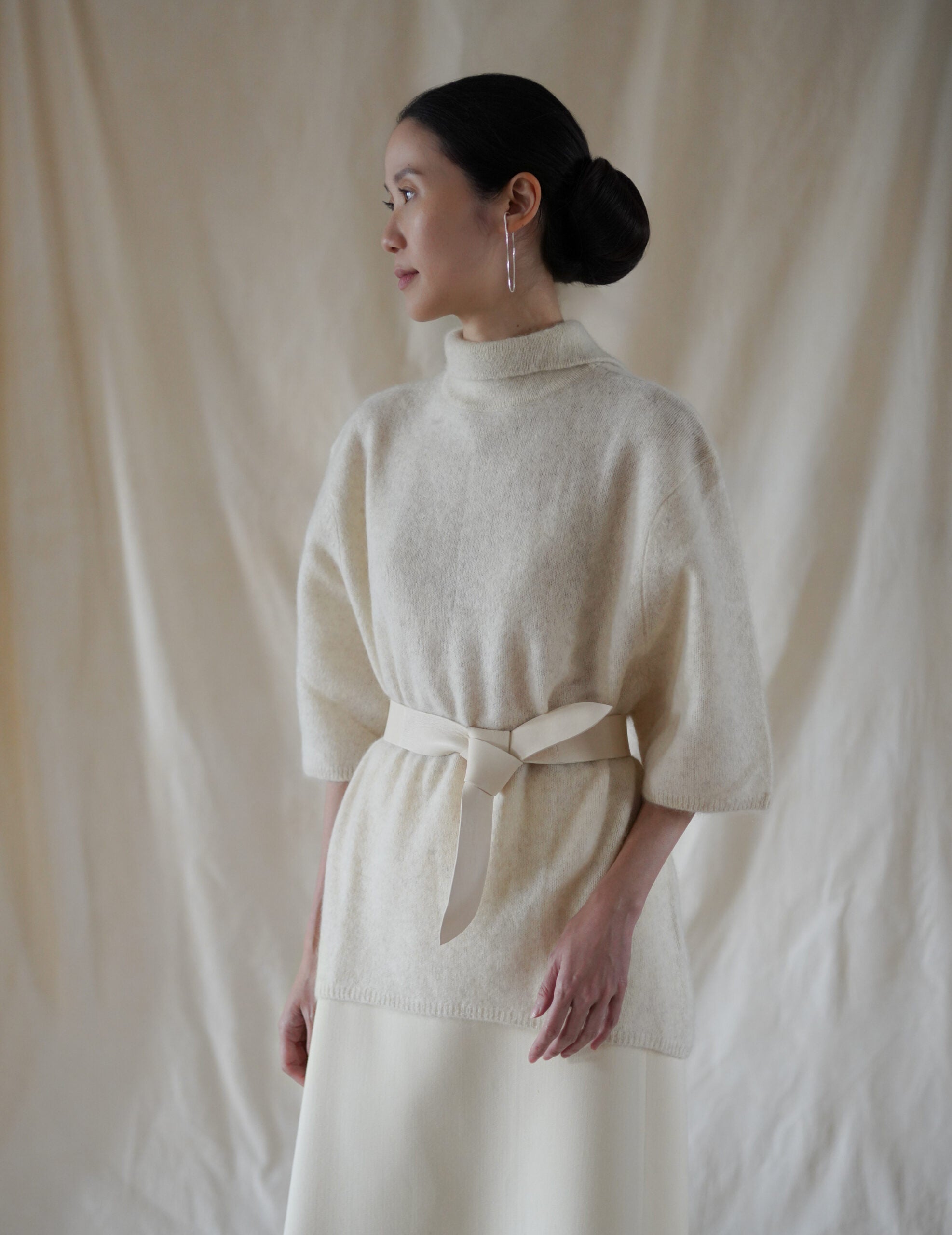 Jin 4 寬版羊皮腰帶・白色