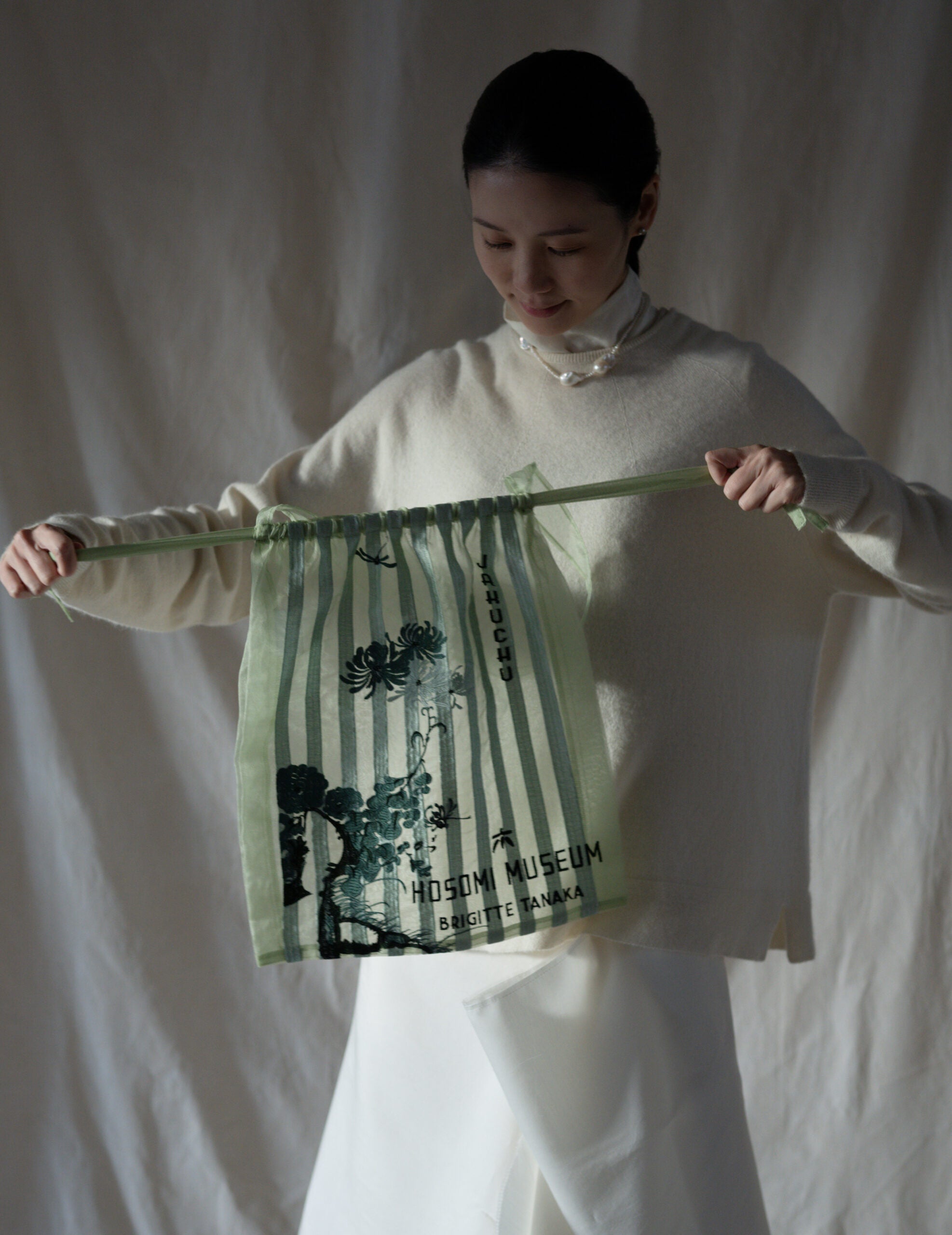 Hosomi Museum 刺繡歐根紗手袋・綠