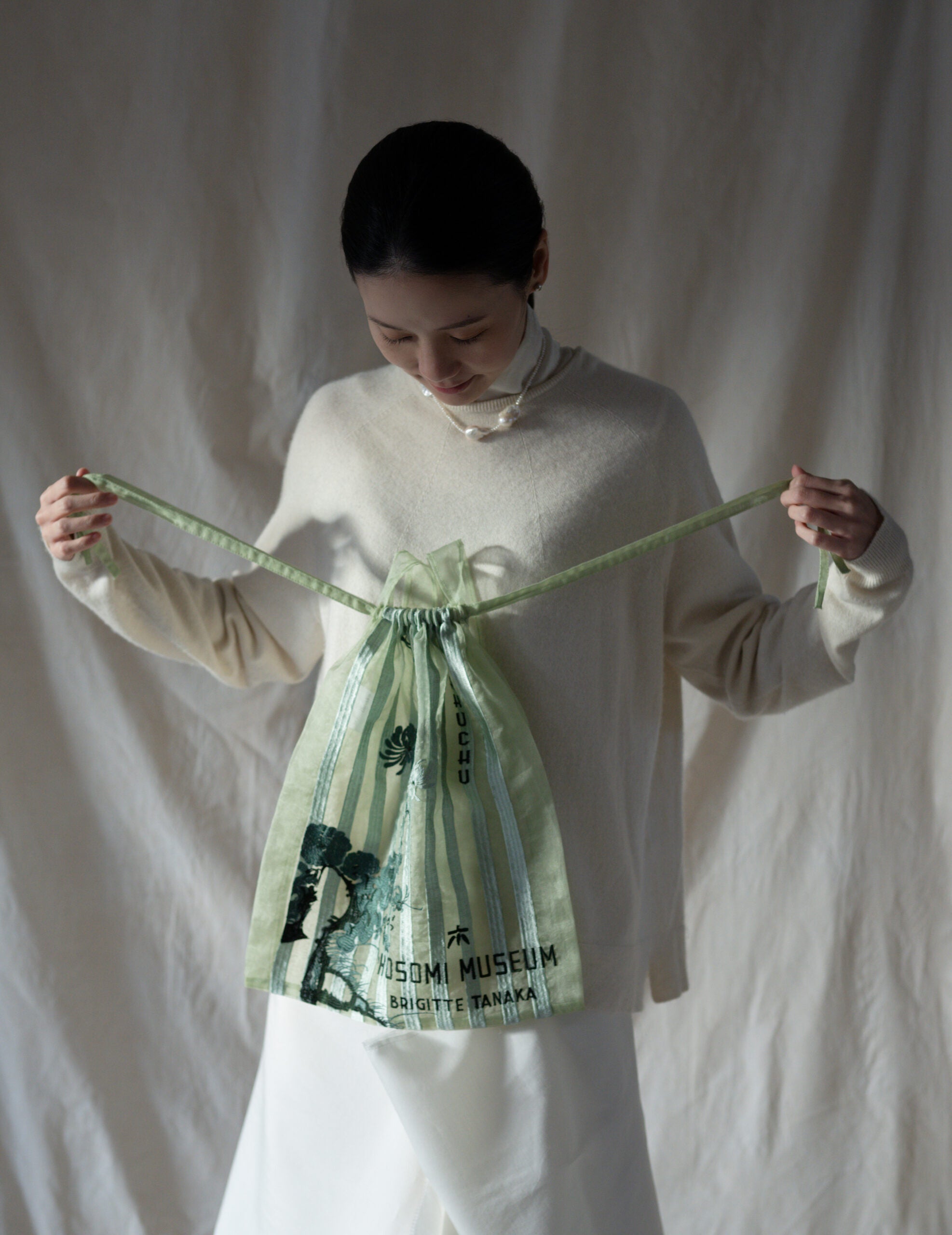 Hosomi Museum 刺繡歐根紗手袋・綠