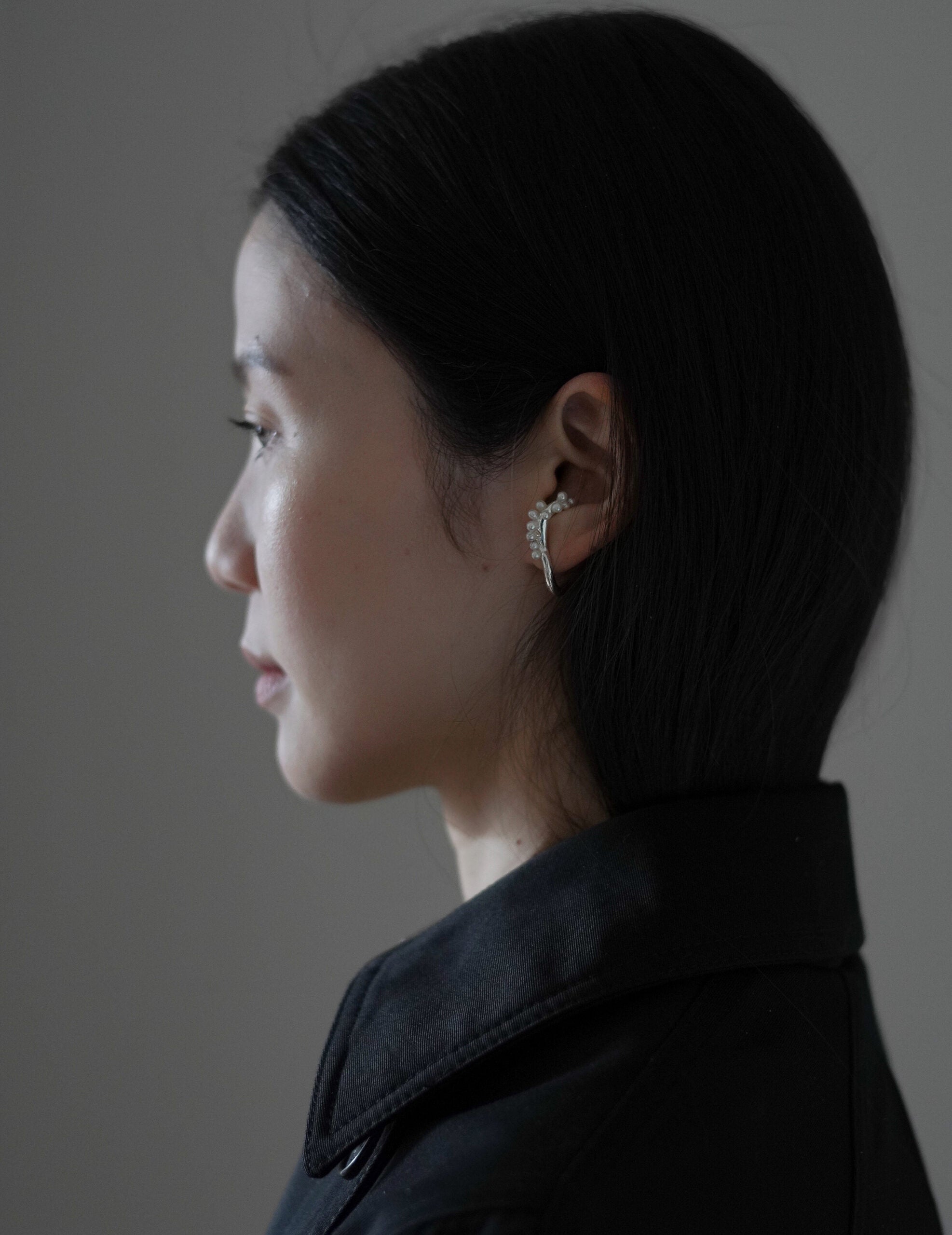 Pearled Wave Silver Earrings