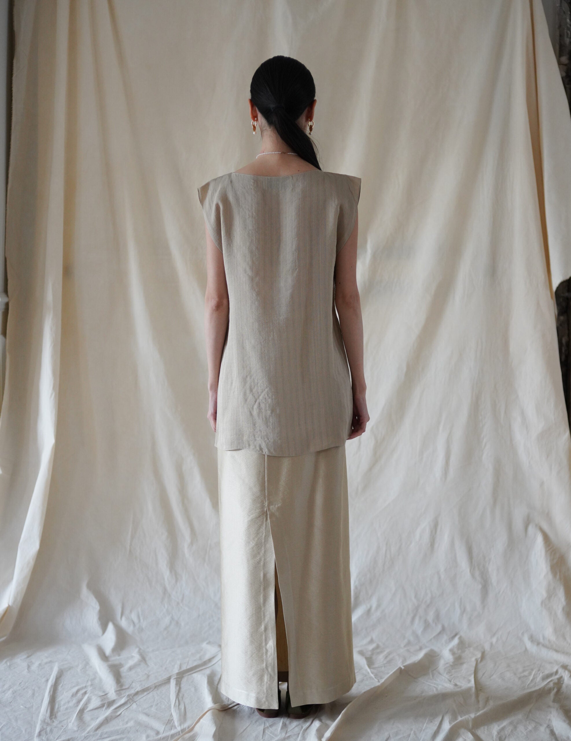 ELLIS 提花無袖上衣・米色