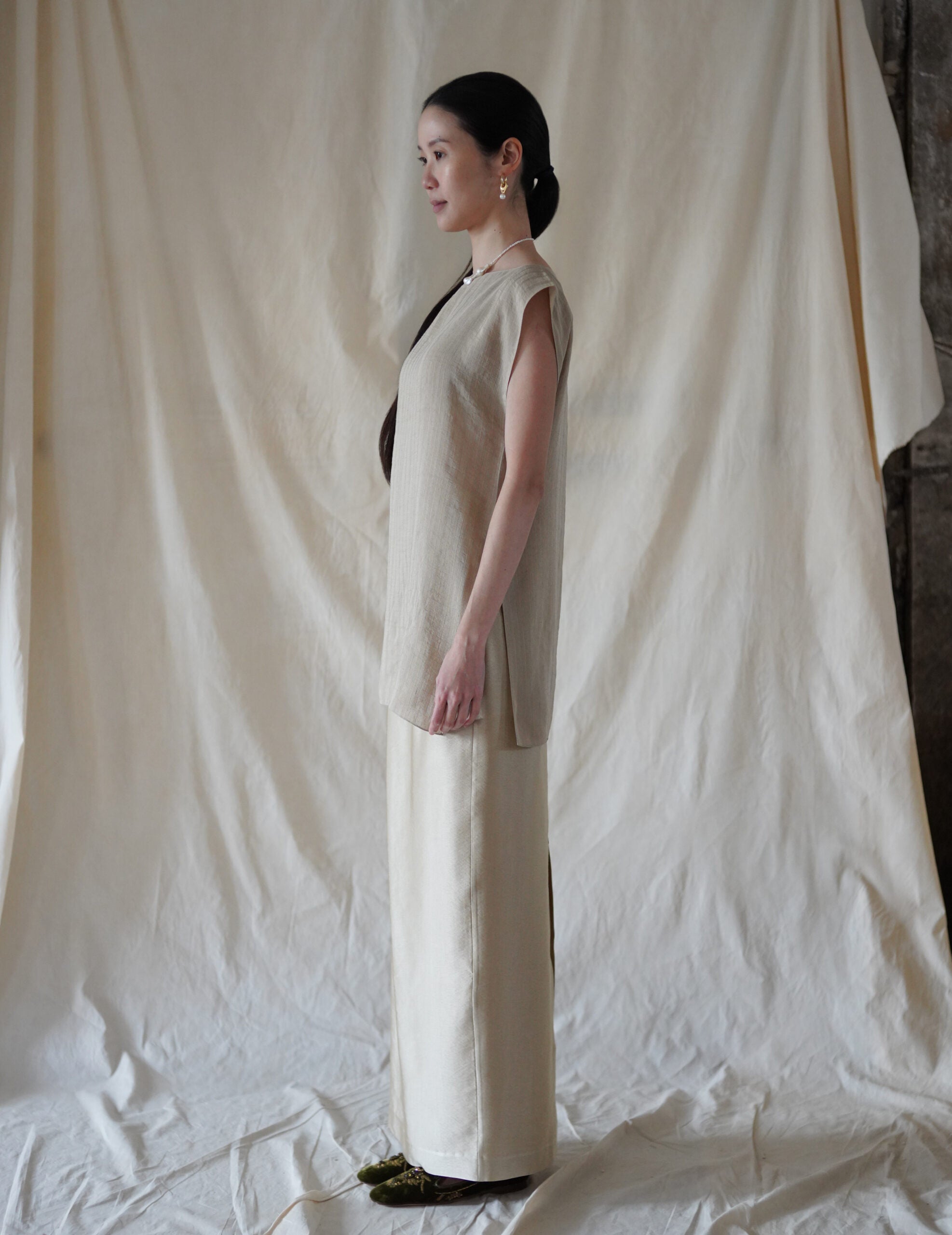 ELLIS 提花無袖上衣・米色