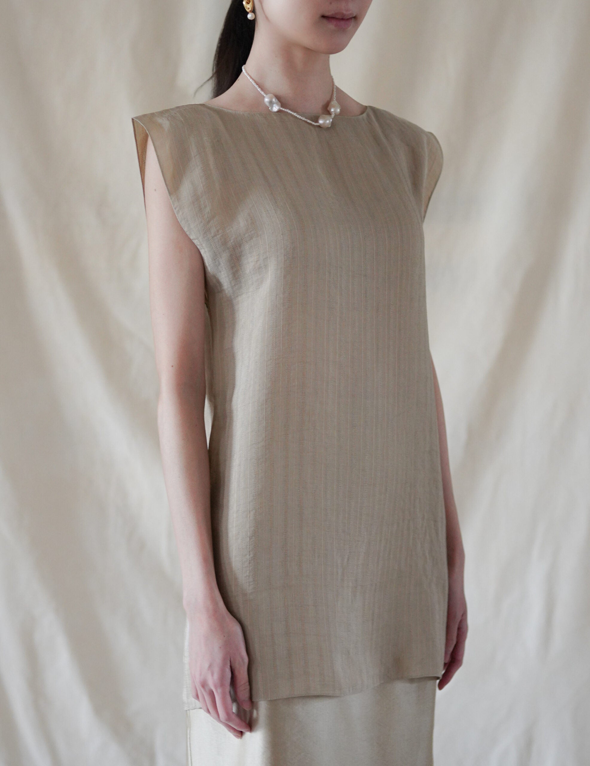 ELLIS 提花無袖上衣・米色