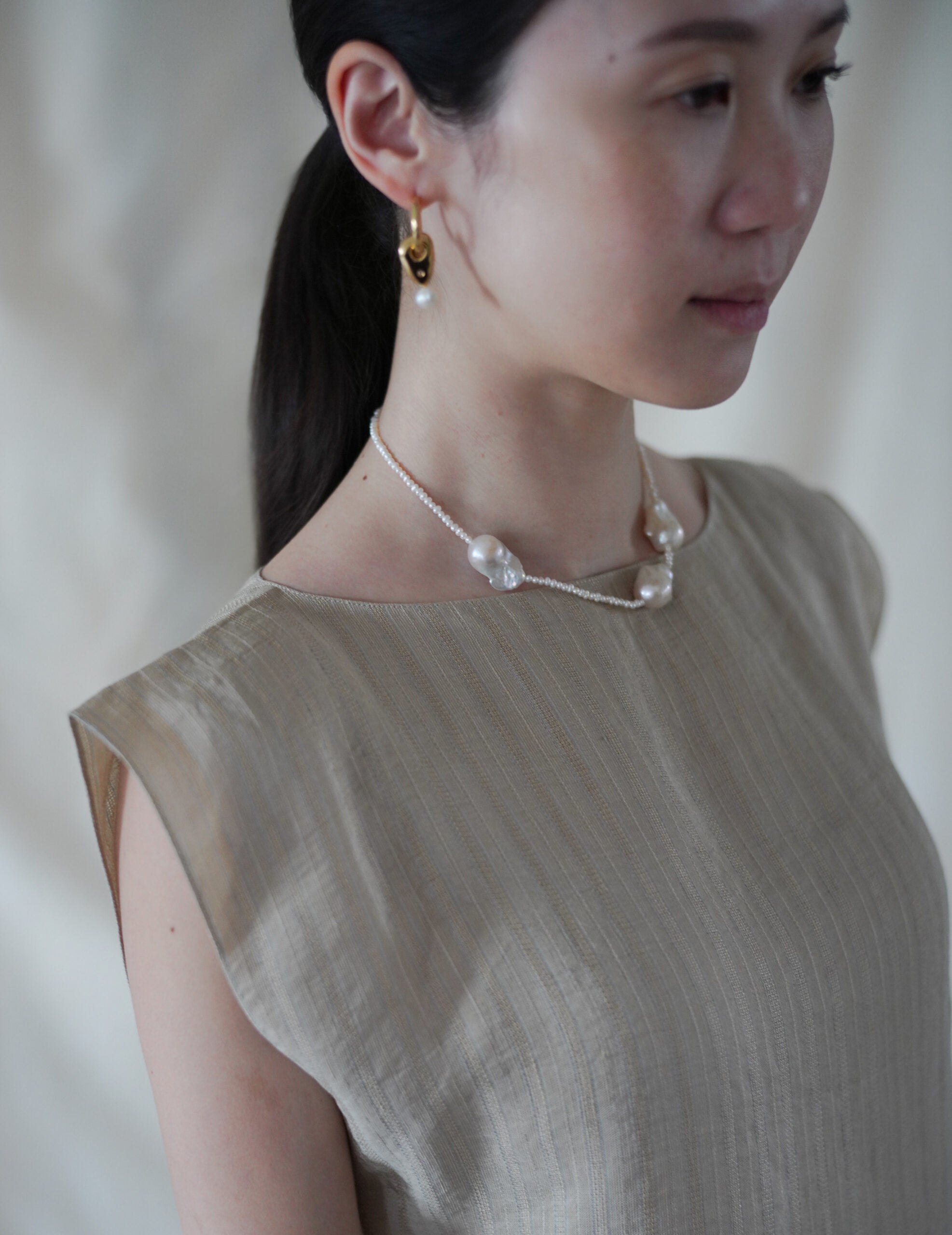 ELLIS 提花無袖上衣・米色