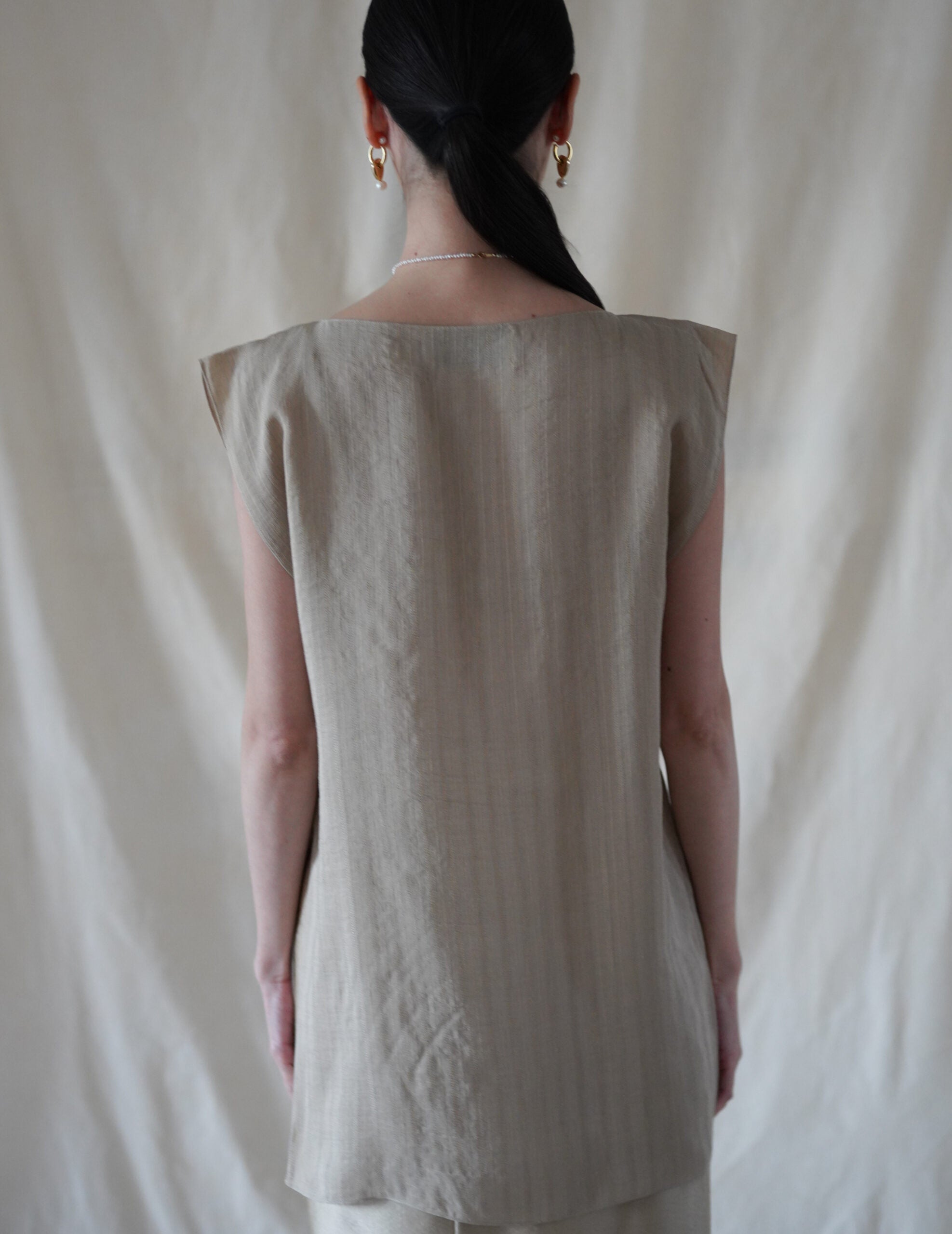 ELLIS 提花無袖上衣・米色