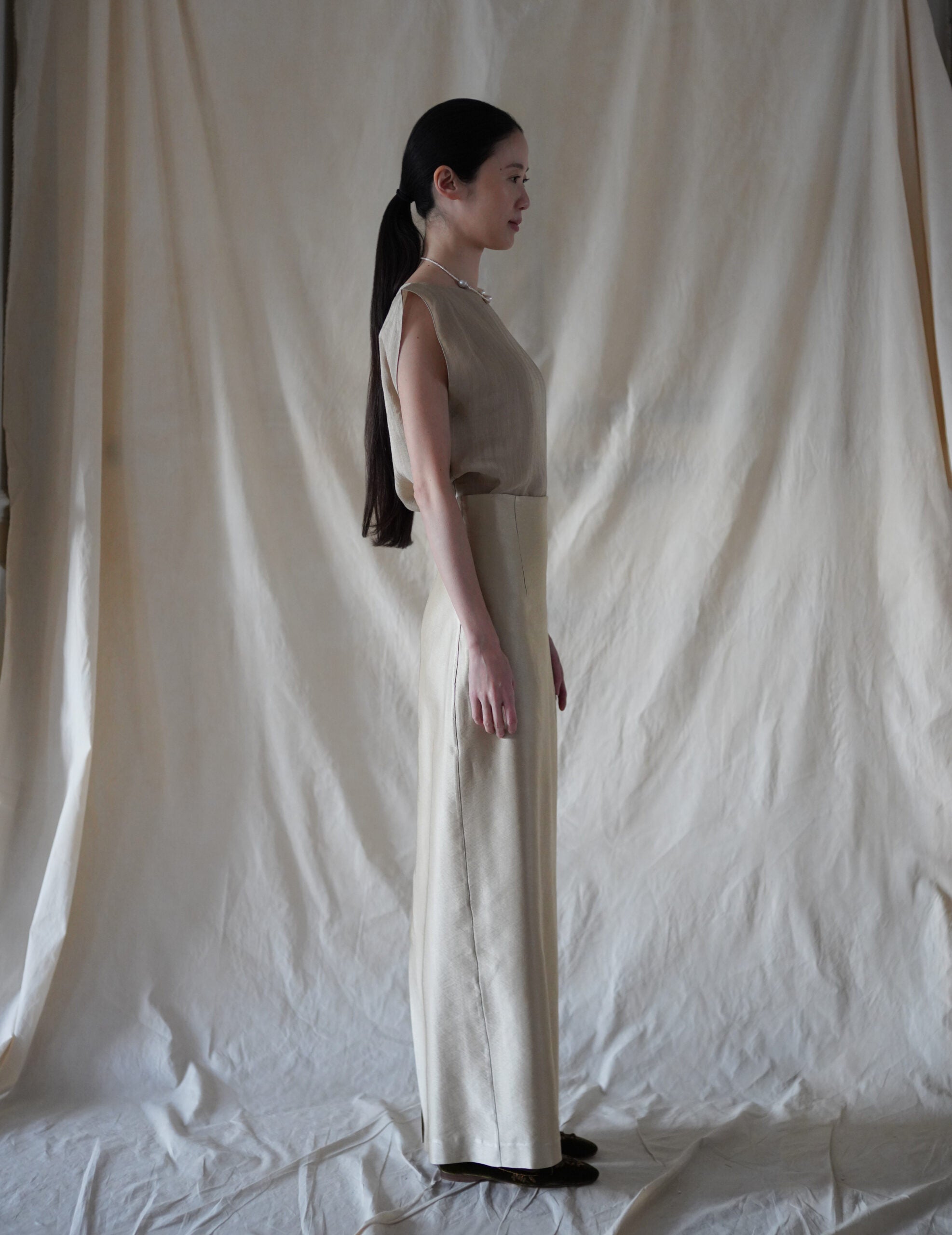 ELLIS 提花無袖上衣・米色