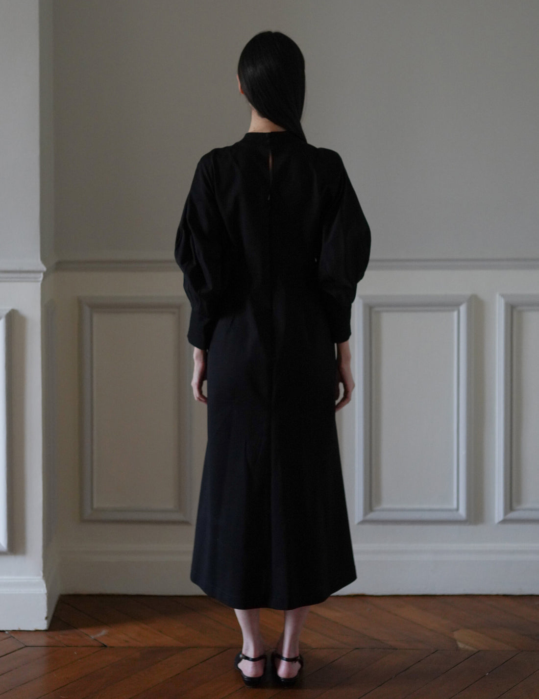 Cotton Jersey Flare Dress・Black