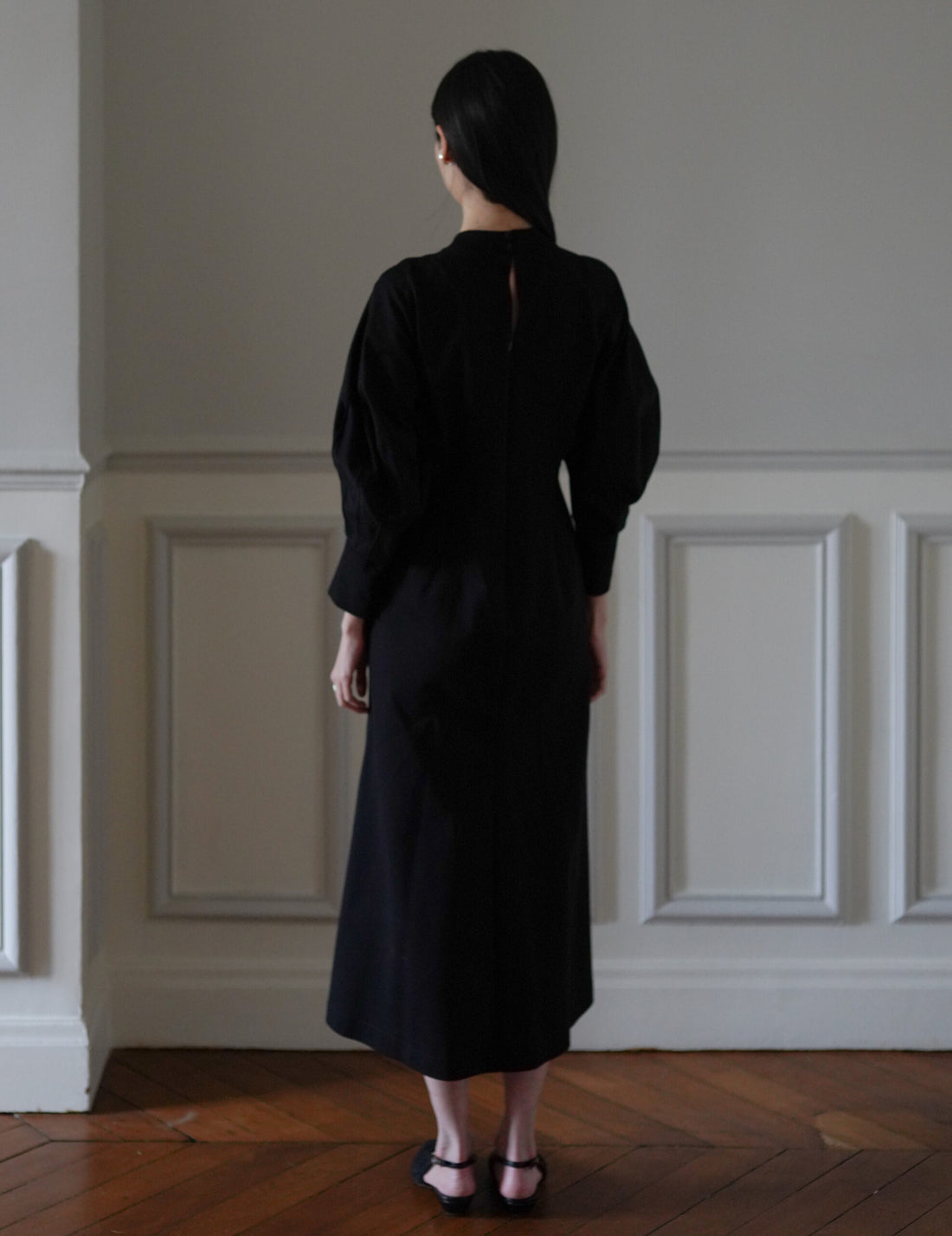 Cotton Jersey Flare Dress・Black