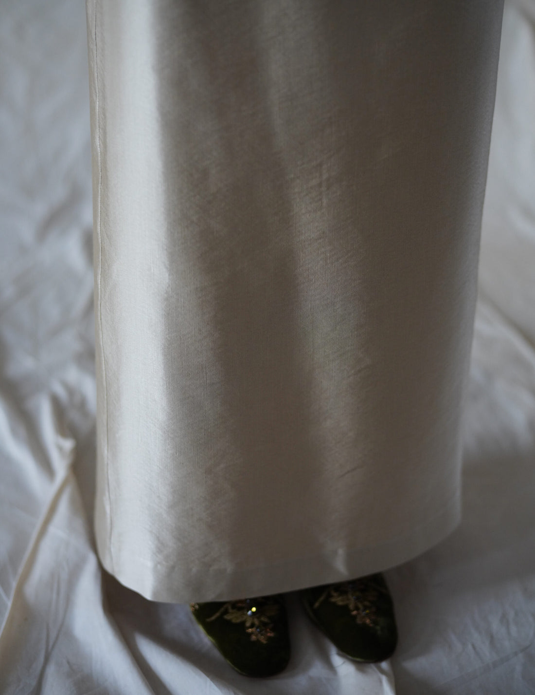 INGA 高腰長裙・金米色