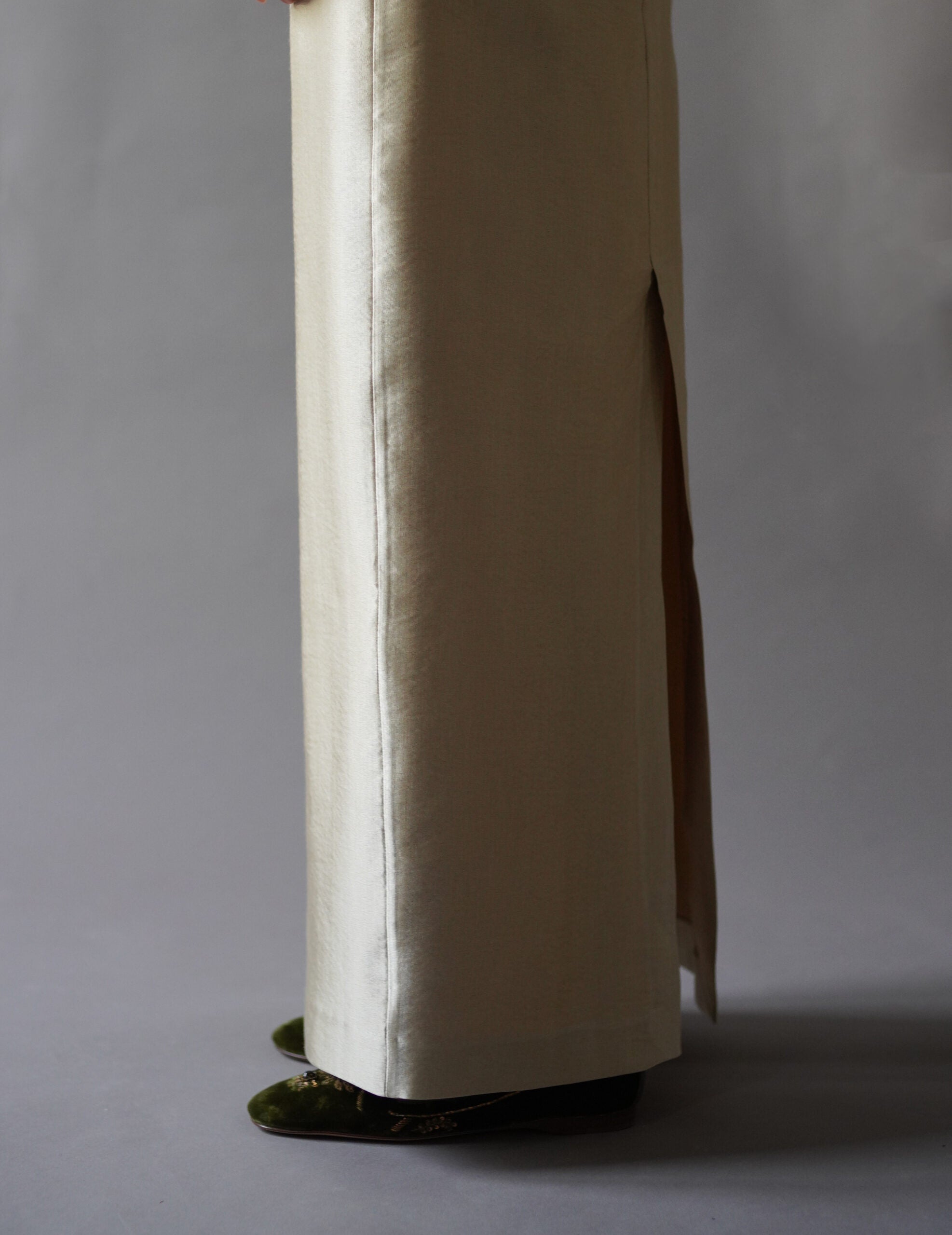 INGA 高腰長裙・金米色